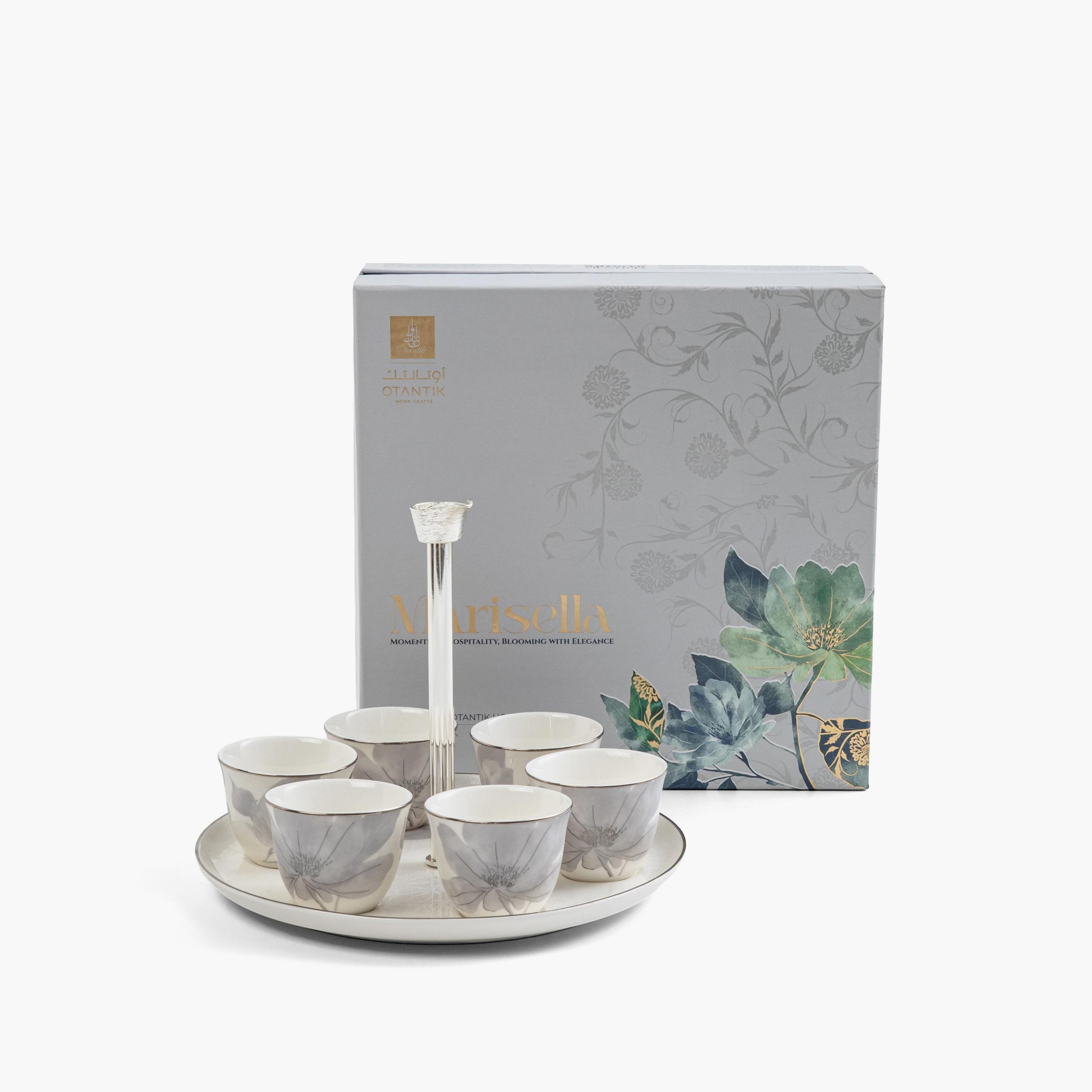 Floral Arabic 7 Pcs Coffee Cup Set-household-dining-teaandcoffee-teaandcoffeesets-image-1