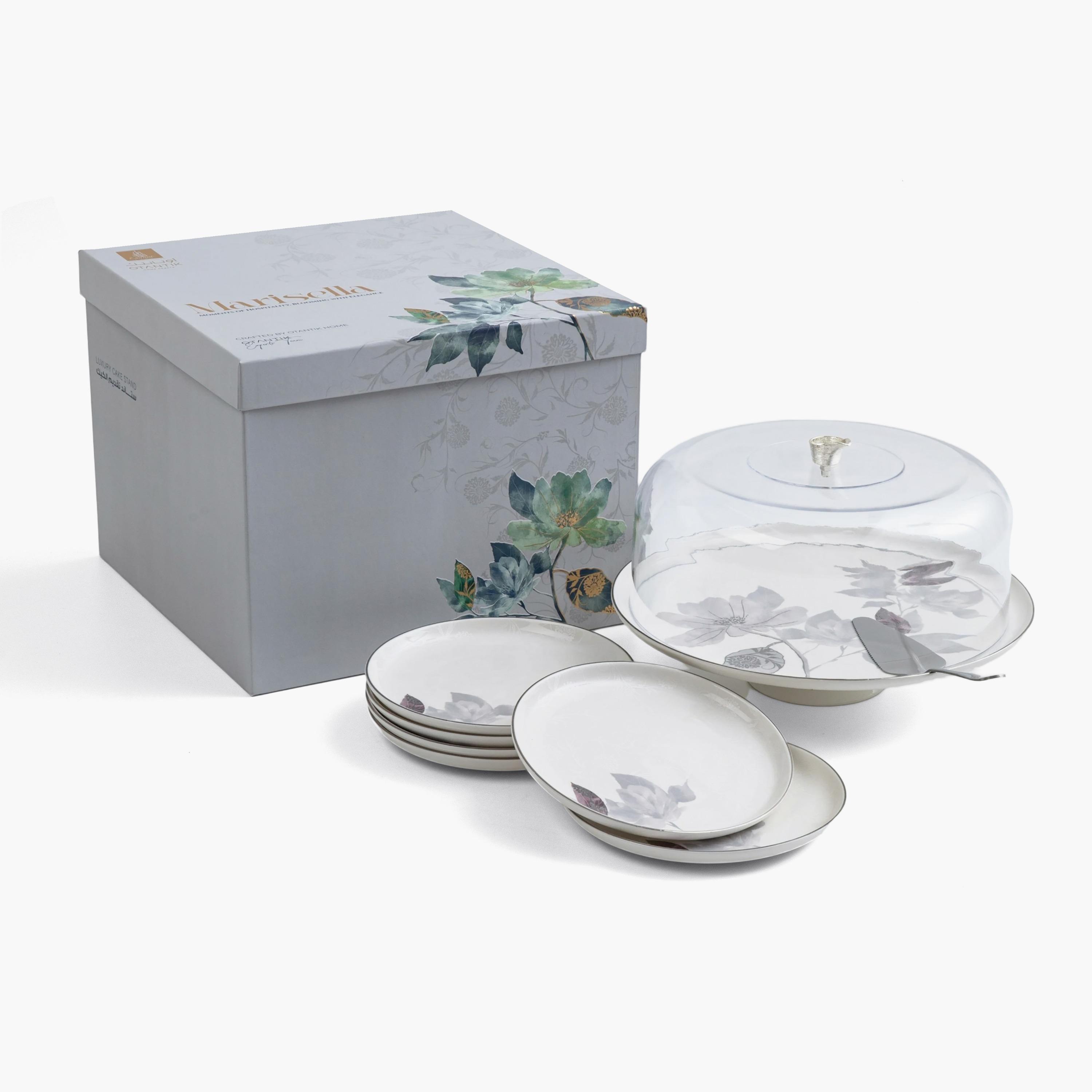 Floral Cake Serving 9 Pcs Set-household-dining-serveware-cakestands-image-1