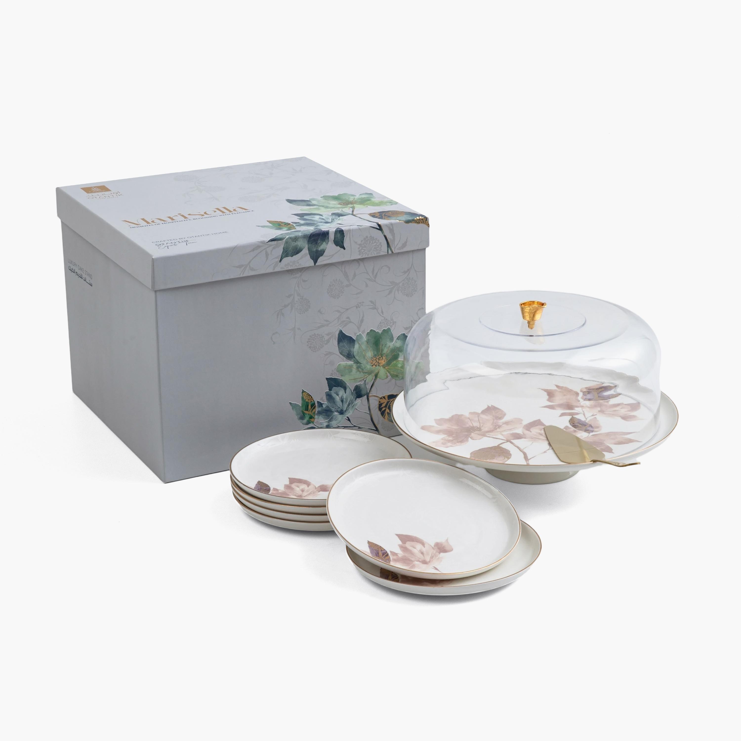 Floral Cake Serving 9 Pcs Set-household-dining-serveware-cakestands-image-6