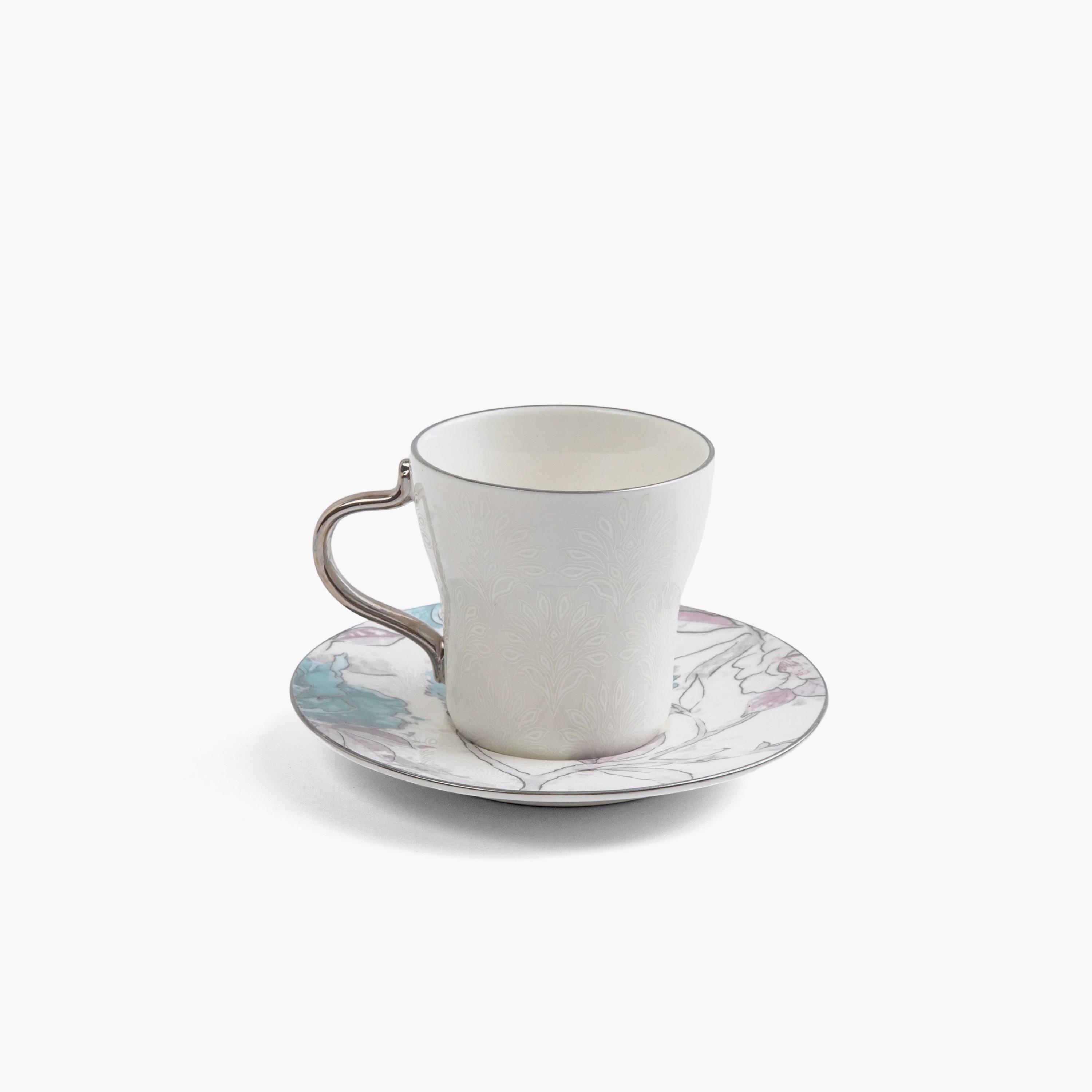 طقم فناجين قهوة بورسلين مزخرف بالزهور مع صحون-household-dining-teaandcoffee-teaandcoffeesets-image-3