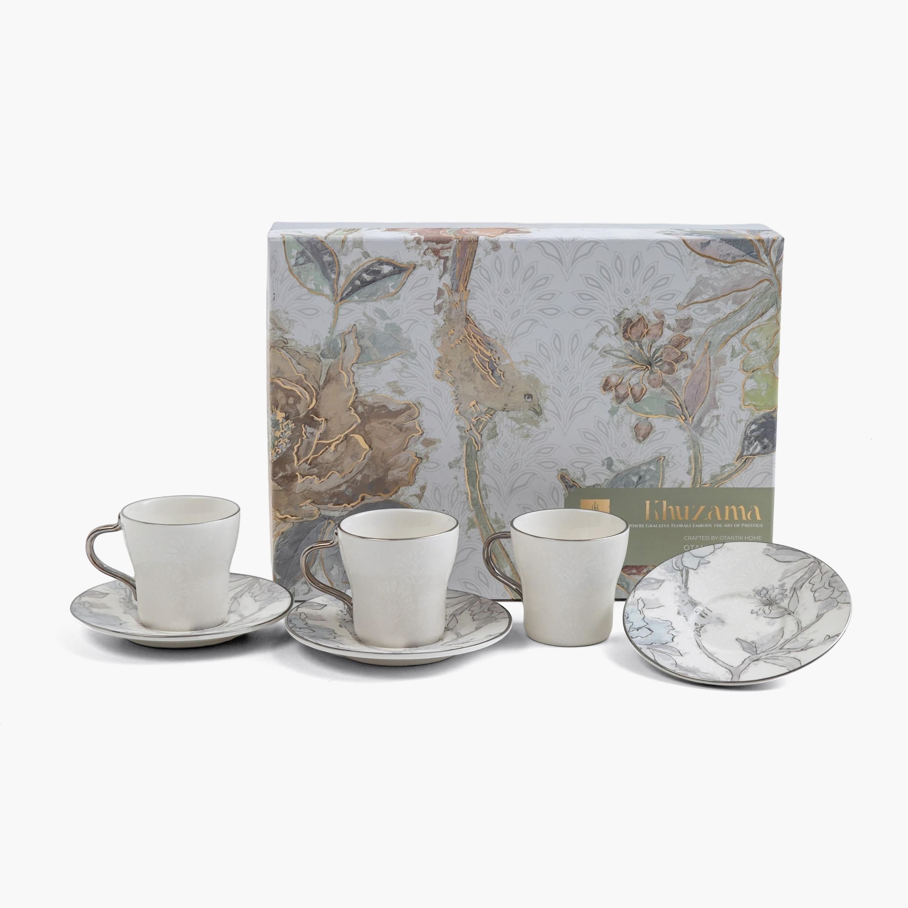 طقم فناجين قهوة بورسلين مزخرف بالزهور مع صحون-household-dining-teaandcoffee-teaandcoffeesets-image-5