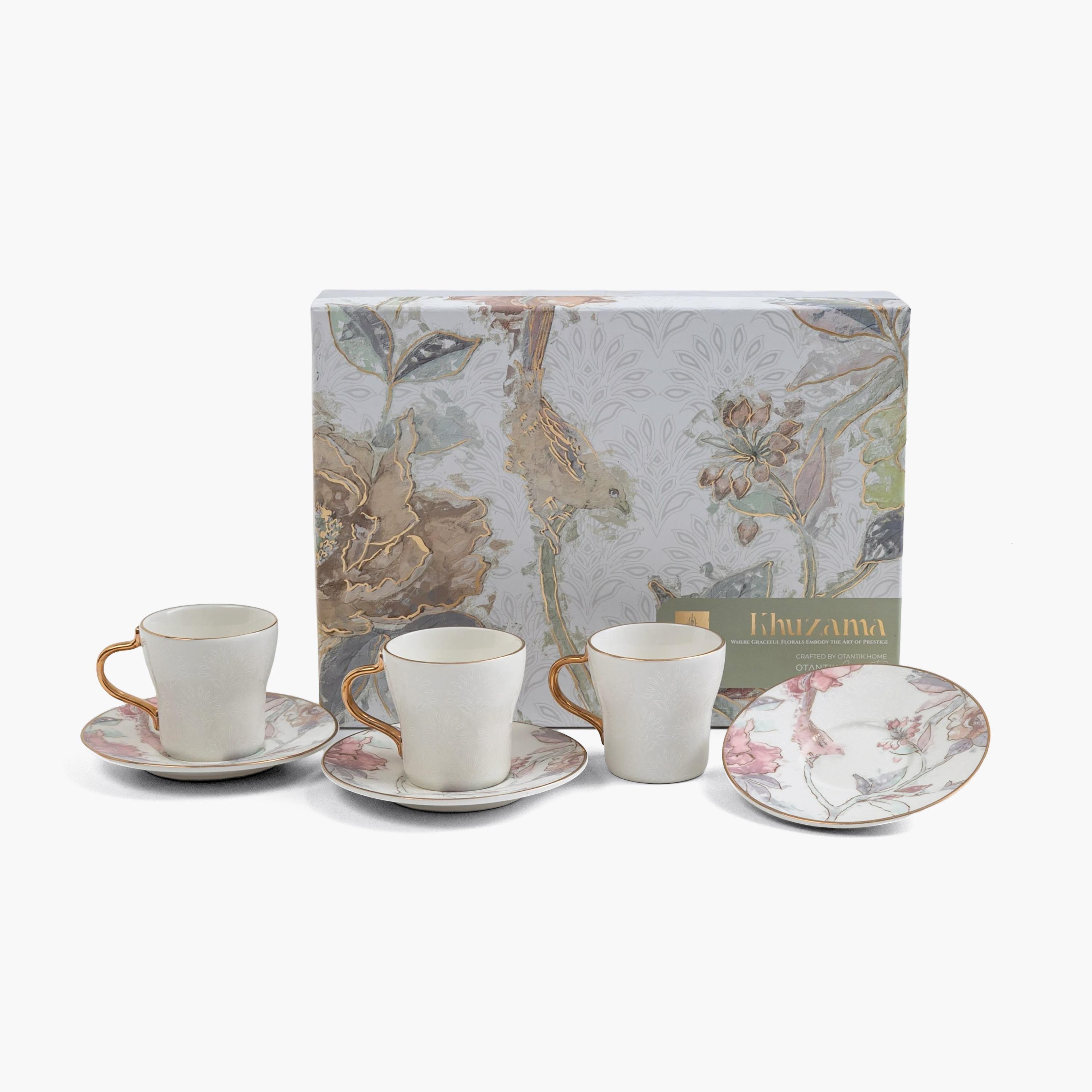 طقم فناجين قهوة بورسلين مزخرف بالزهور مع صحون-household-dining-teaandcoffee-teaandcoffeesets-image-9