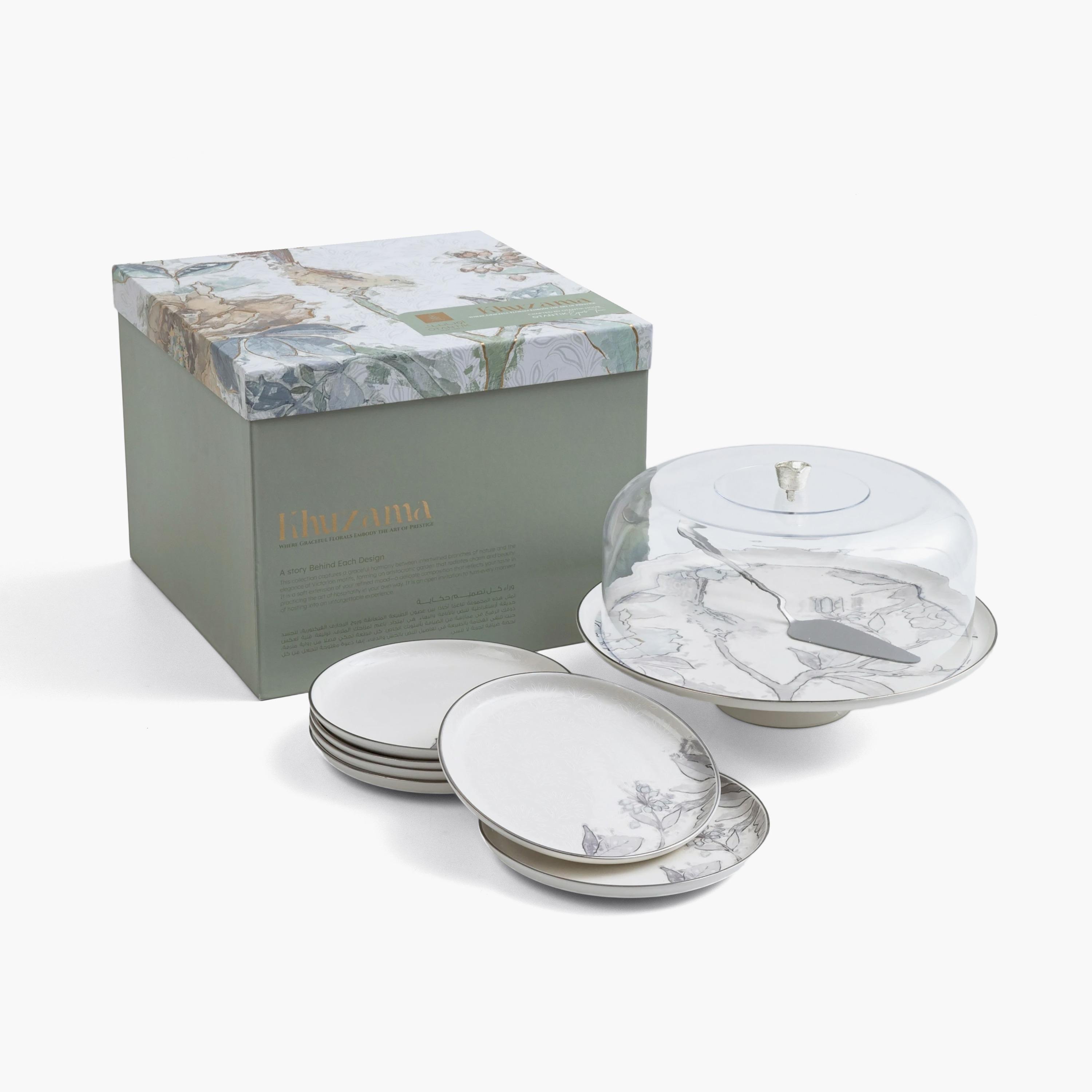 طقم تقديم كيك بنقوش زهور-household-dining-serveware-cakestands-image-6