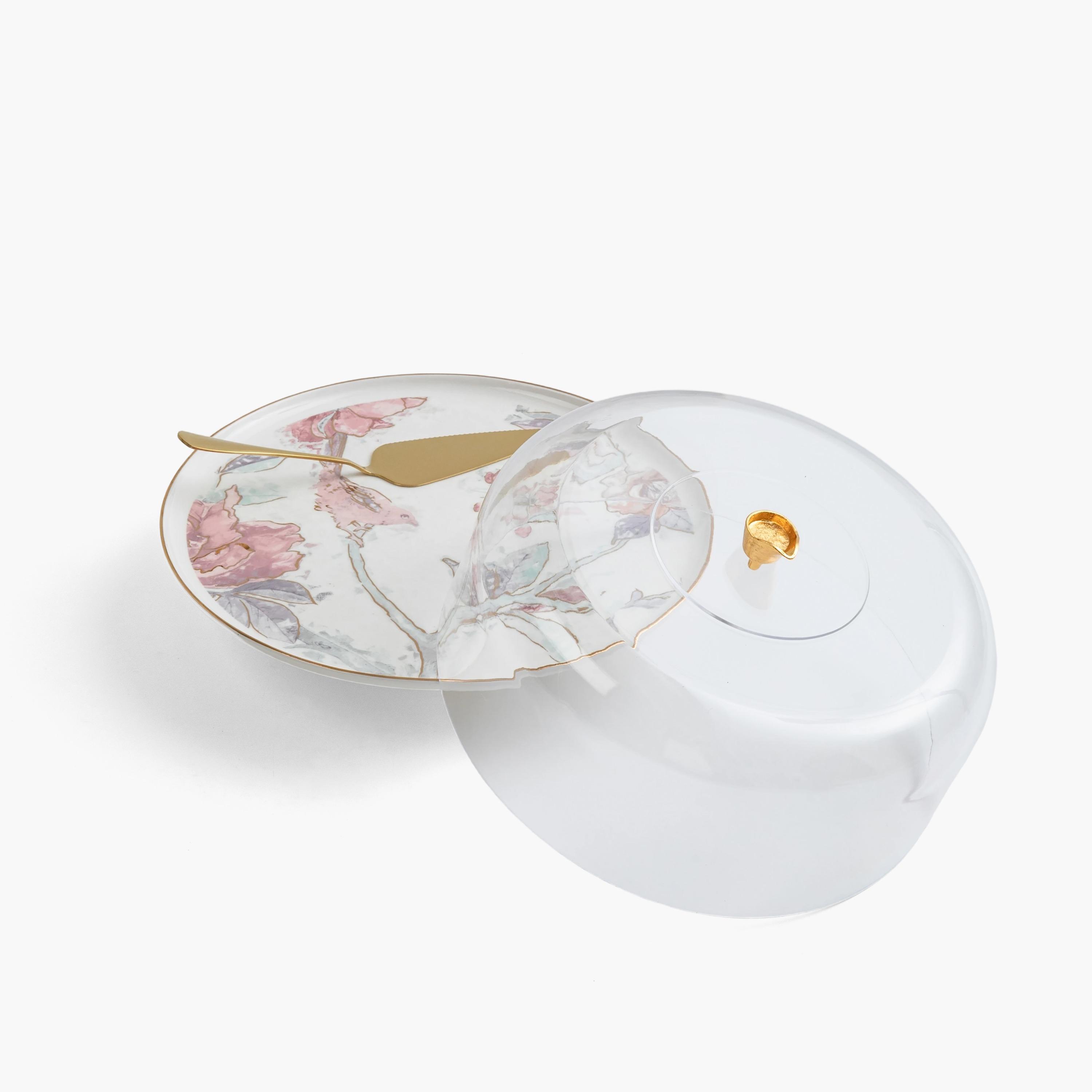 طقم تقديم كيك بنقوش زهور-household-dining-serveware-cakestands-image-13