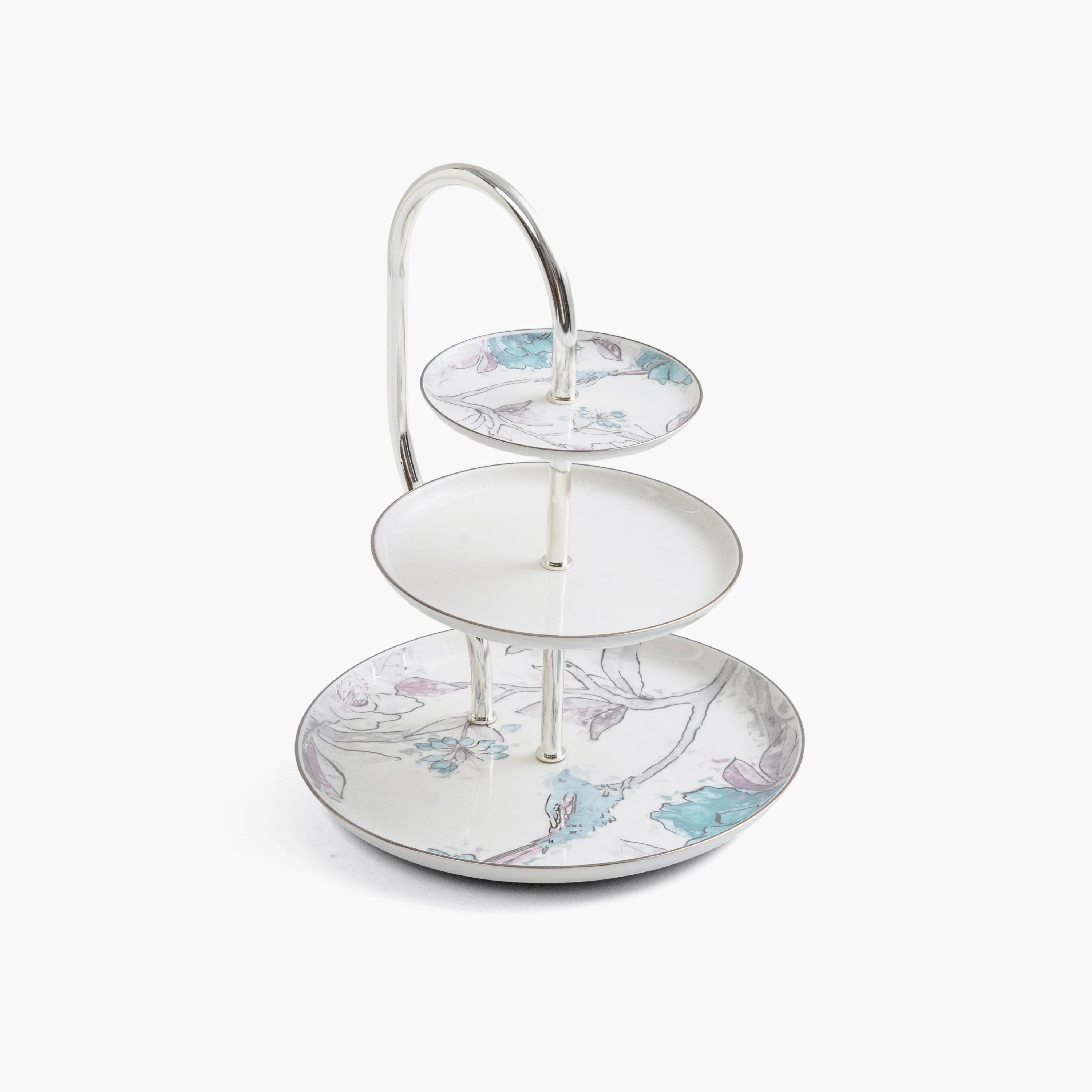 حامل تقديم ثلاثي الطبقات بنمط زهري-household-dining-serveware-cakestands-image-8