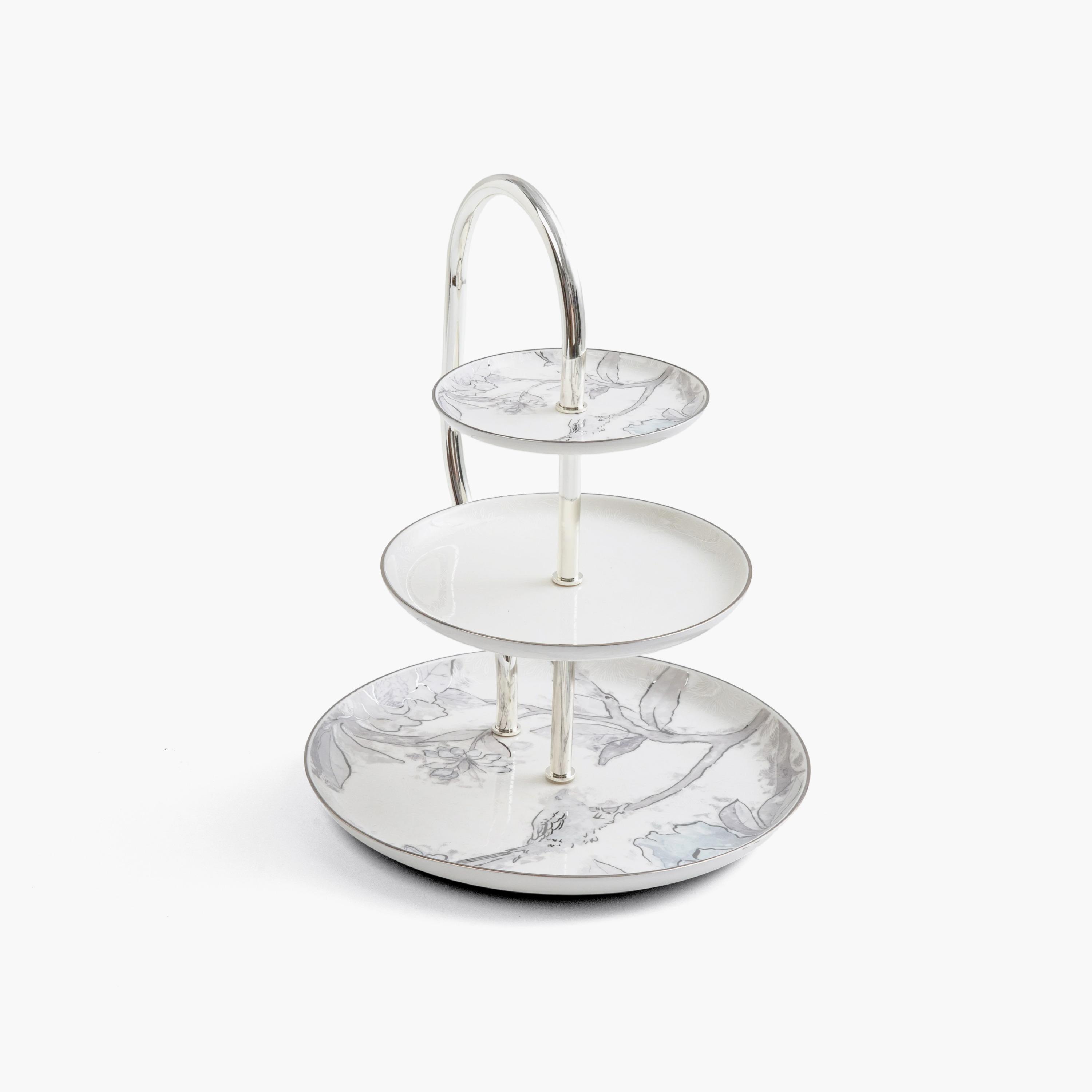 حامل تقديم ثلاثي الطبقات بنمط زهري-household-dining-serveware-cakestands-image-5