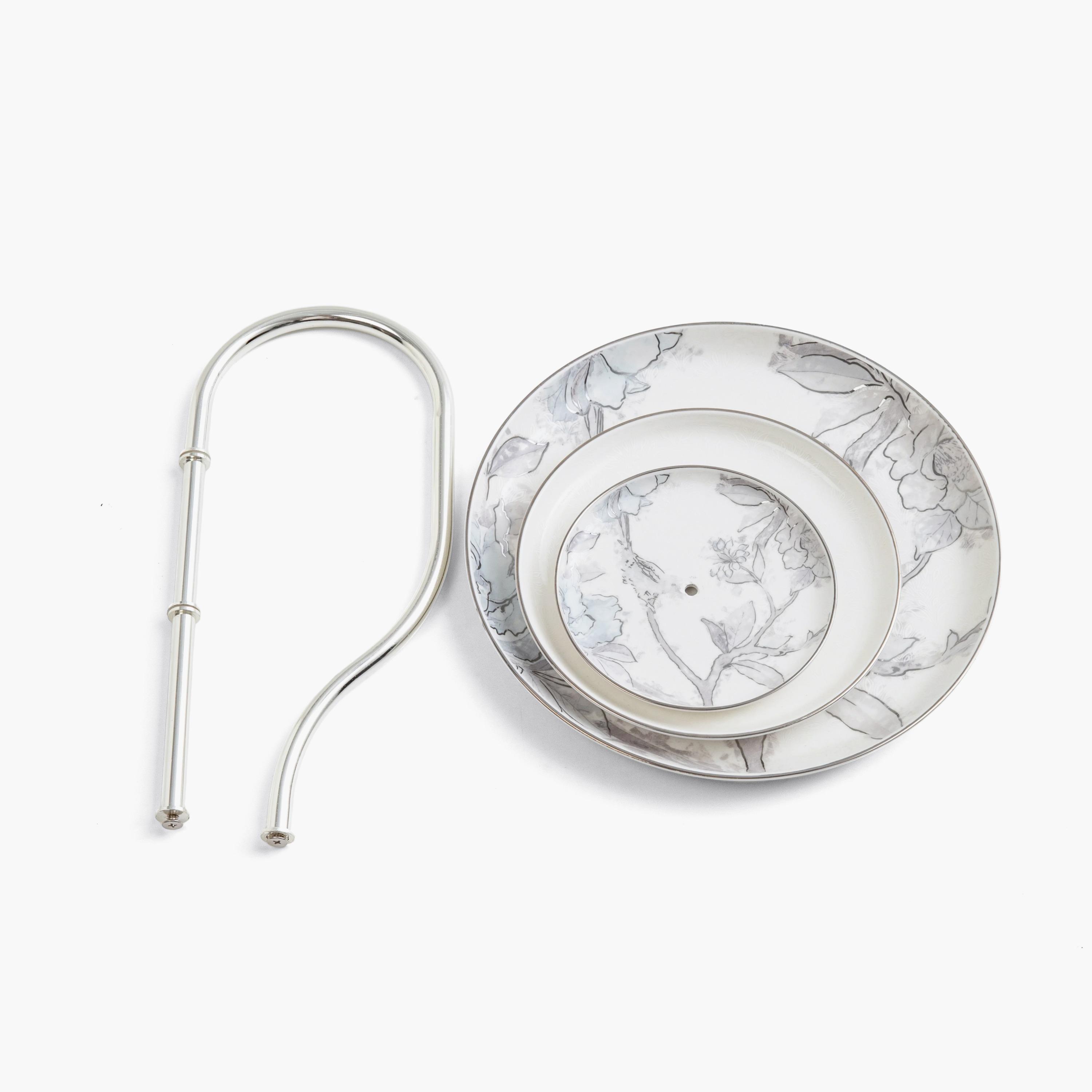 حامل تقديم ثلاثي الطبقات بنمط زهري-household-dining-serveware-cakestands-image-4