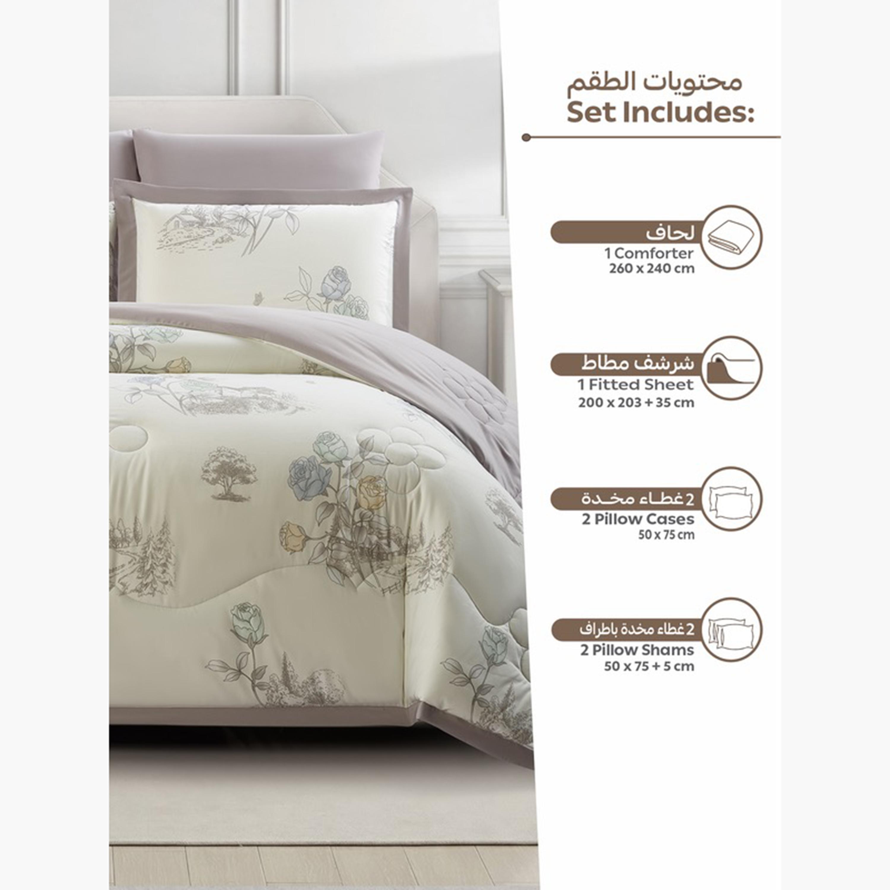 دونا طقم لحاف سرير كينغ مزهر قابل للعكس-household-bedding-comfortersandbedspreads-comforters-image-1