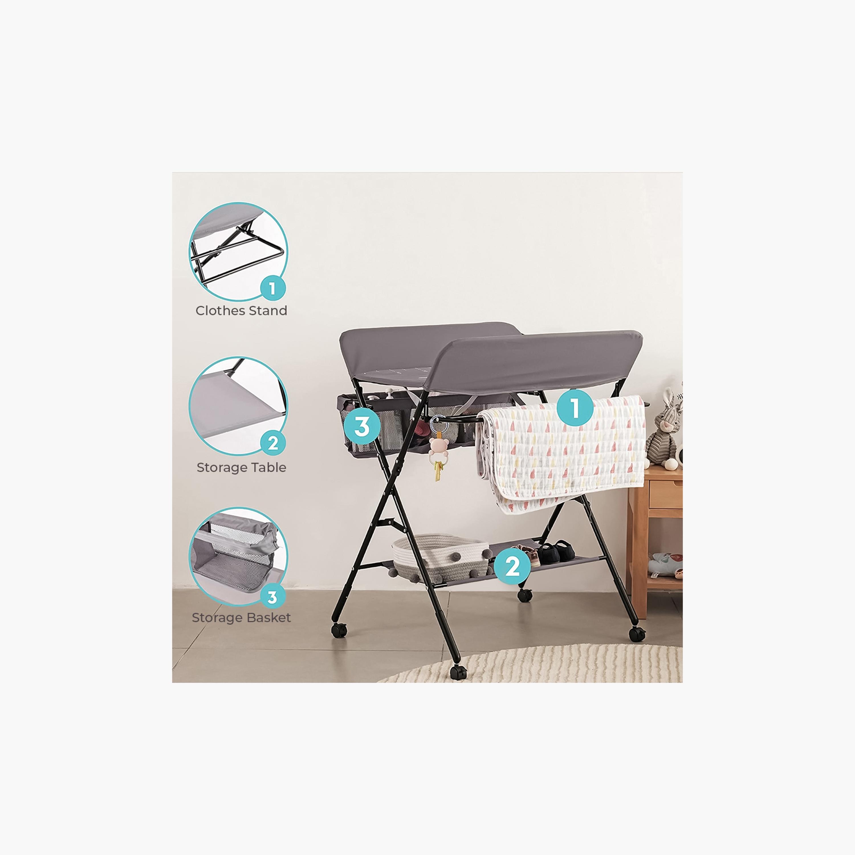 Teknum 4-in-1 Diaper Changing Table Organizer with Stand - Charcoal Grey-baby-bathandcare-changingtables-image-2