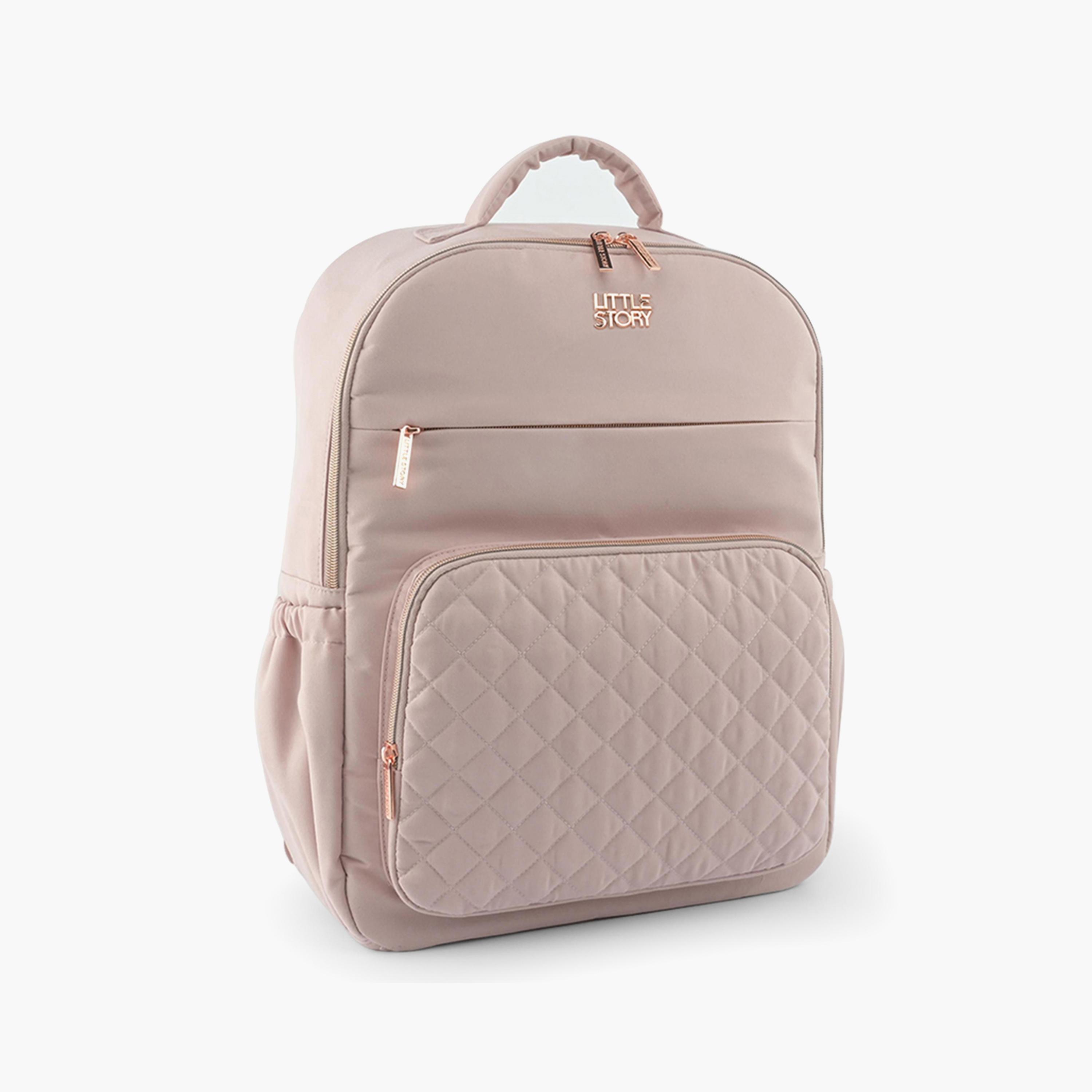 Little Story Diaper Backpack with Bottle Holder - Pink-baby-diapering-diaperbags-image-2