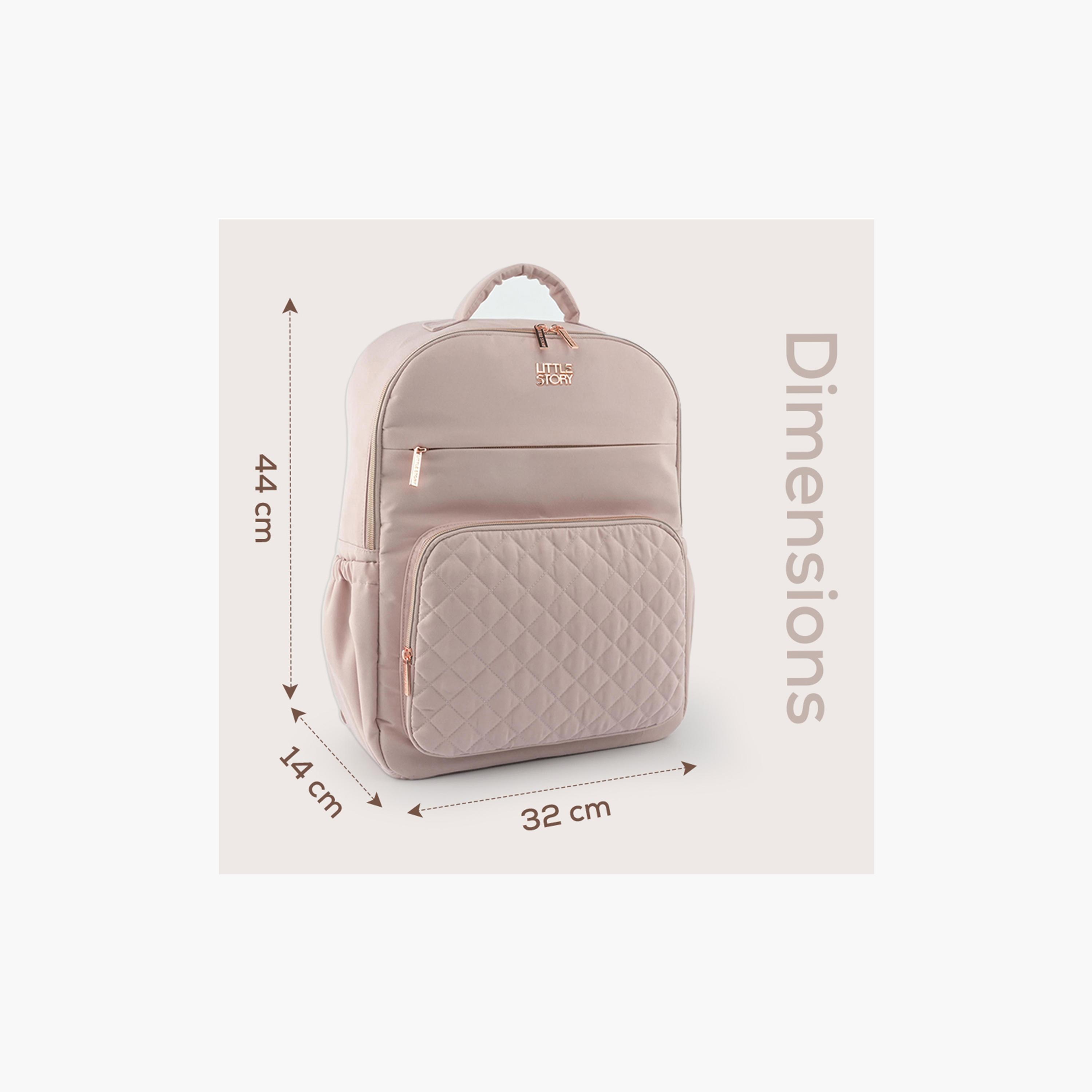 Little Story Diaper Backpack with Bottle Holder - Pink-baby-diapering-diaperbags-image-7