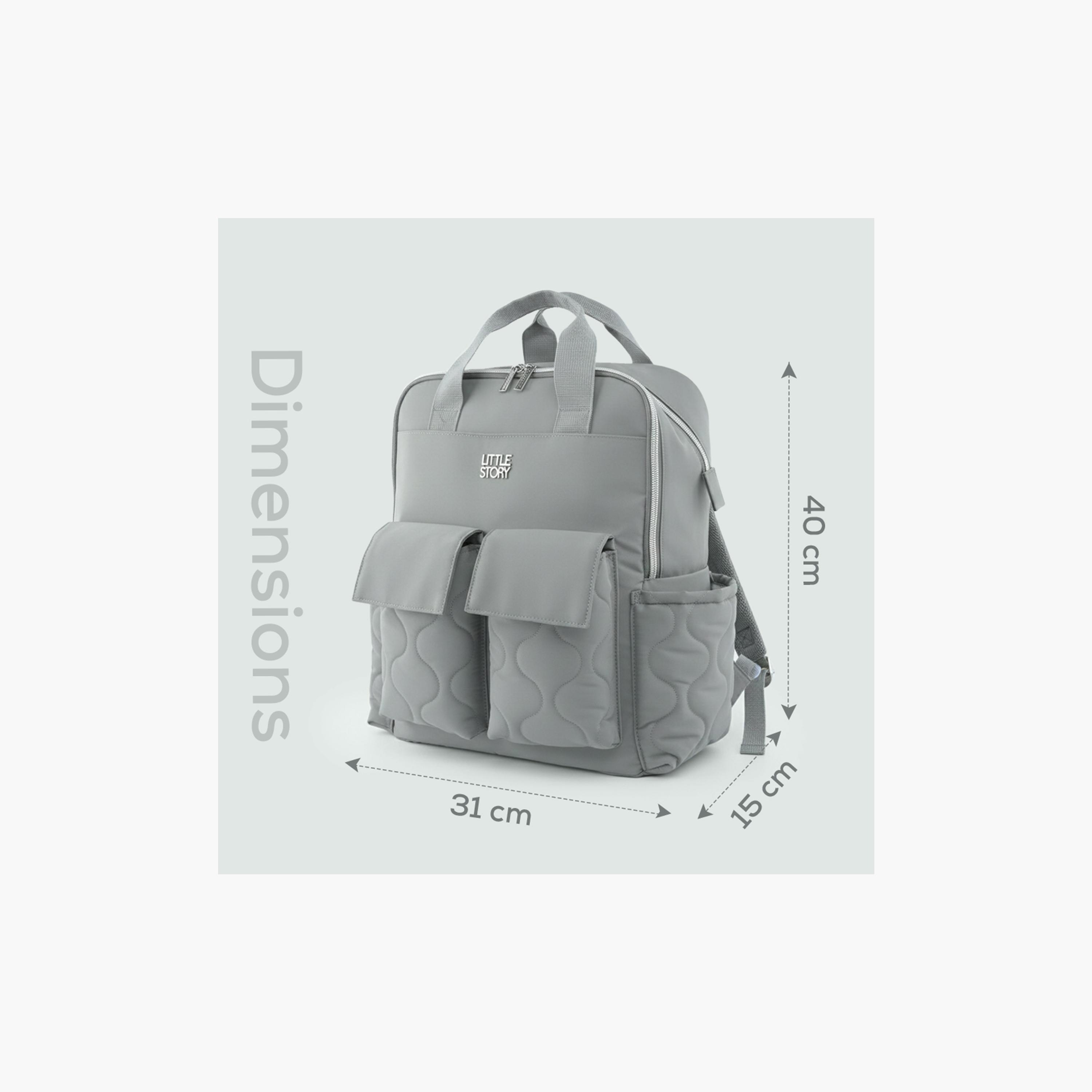 حقيبة ظهر للحفاضات مع حامل زجاجات من ليتل ستوري - رمادي-baby-gear-diaperbags-image-7