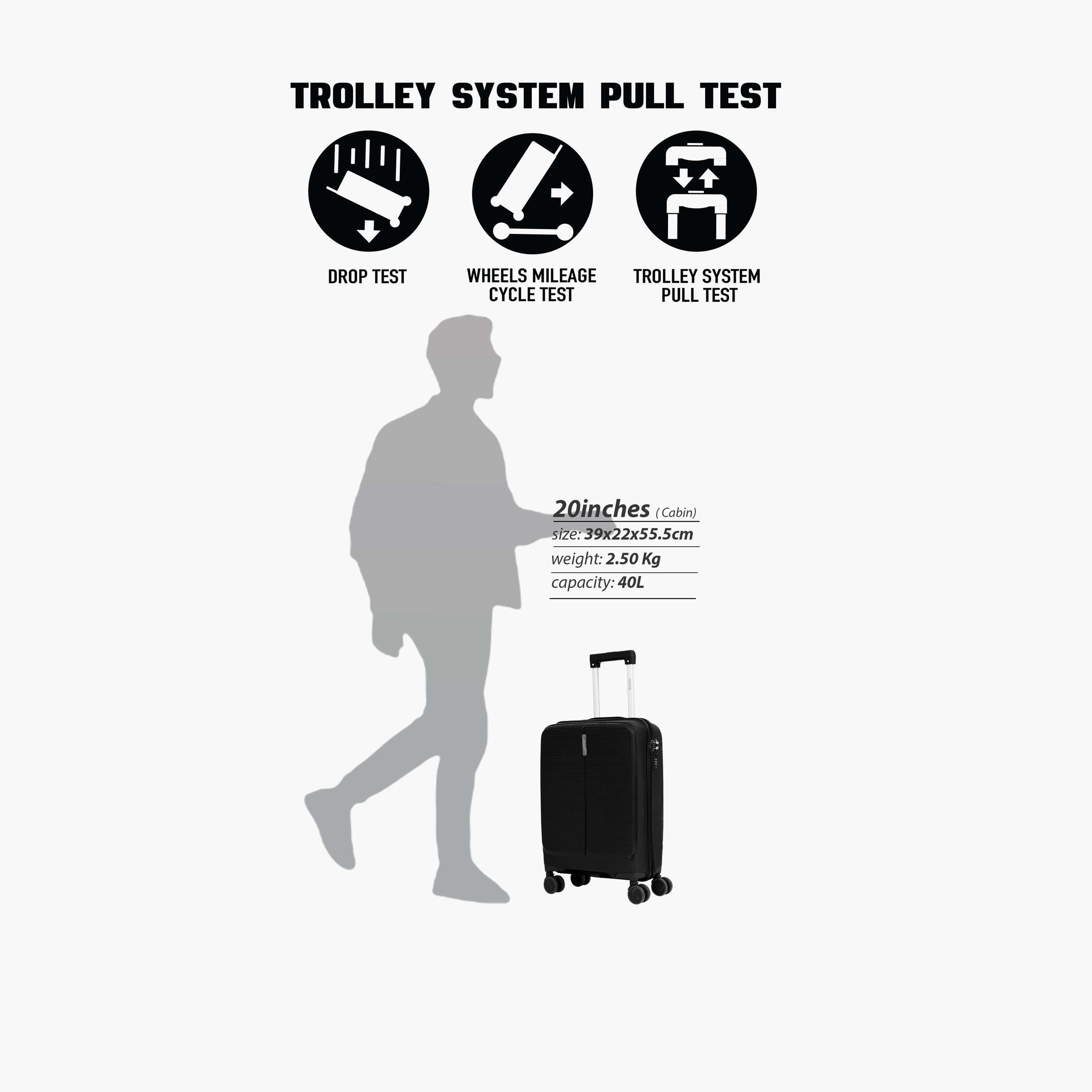 Para John Torvio 55.5 CM Small Cabin Polypropylene Hard Sided 4-Wheeler Spinner Trolley Bag with Combination Lock-travel-luggagesandbags-luggage-image-2