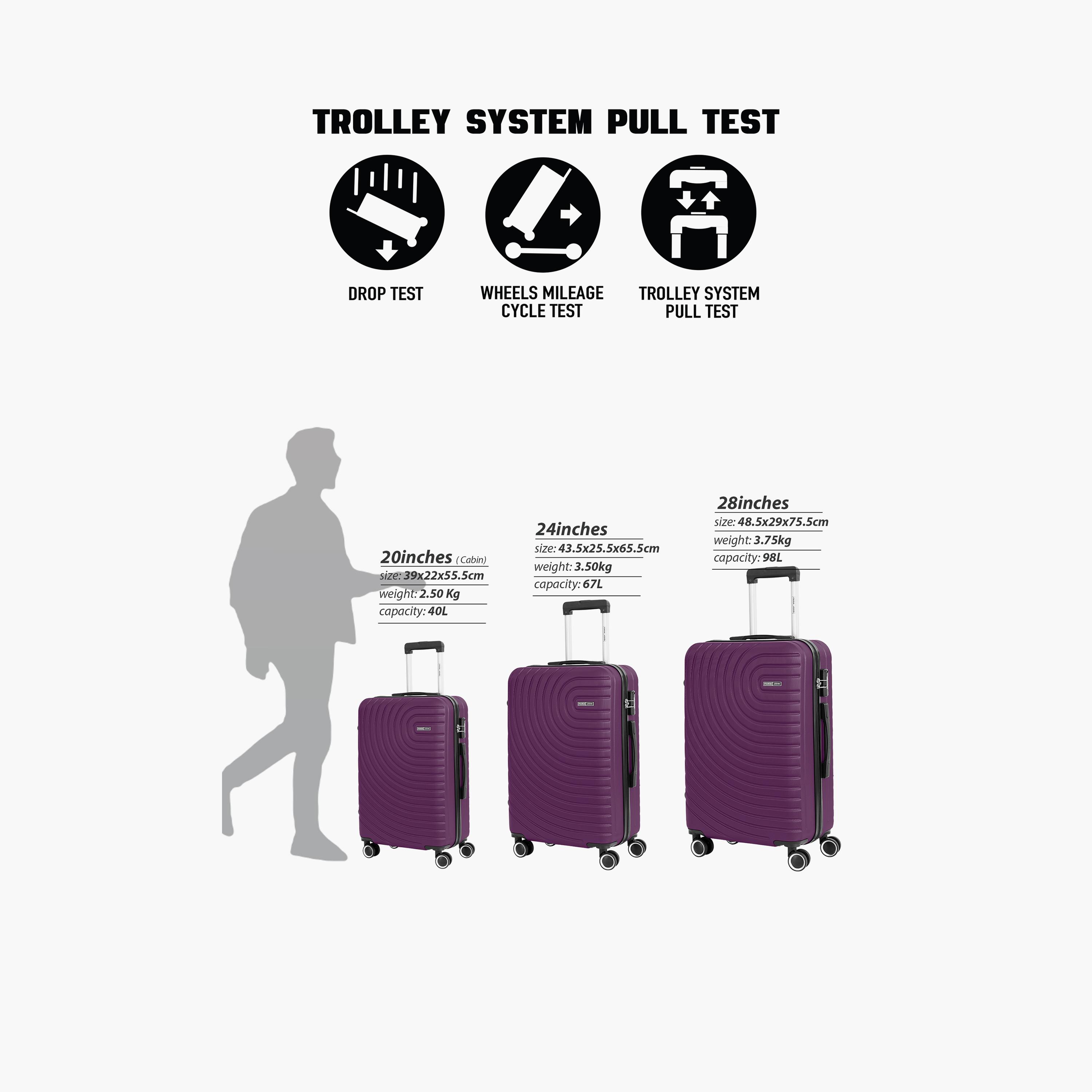 Para John Circles Series 65.5 CM Medium Check-in ABS Hard Sided 4-Wheeler Spinner Trolley Bag with Combination Lock-travel-luggagesandbags-luggage-image-2