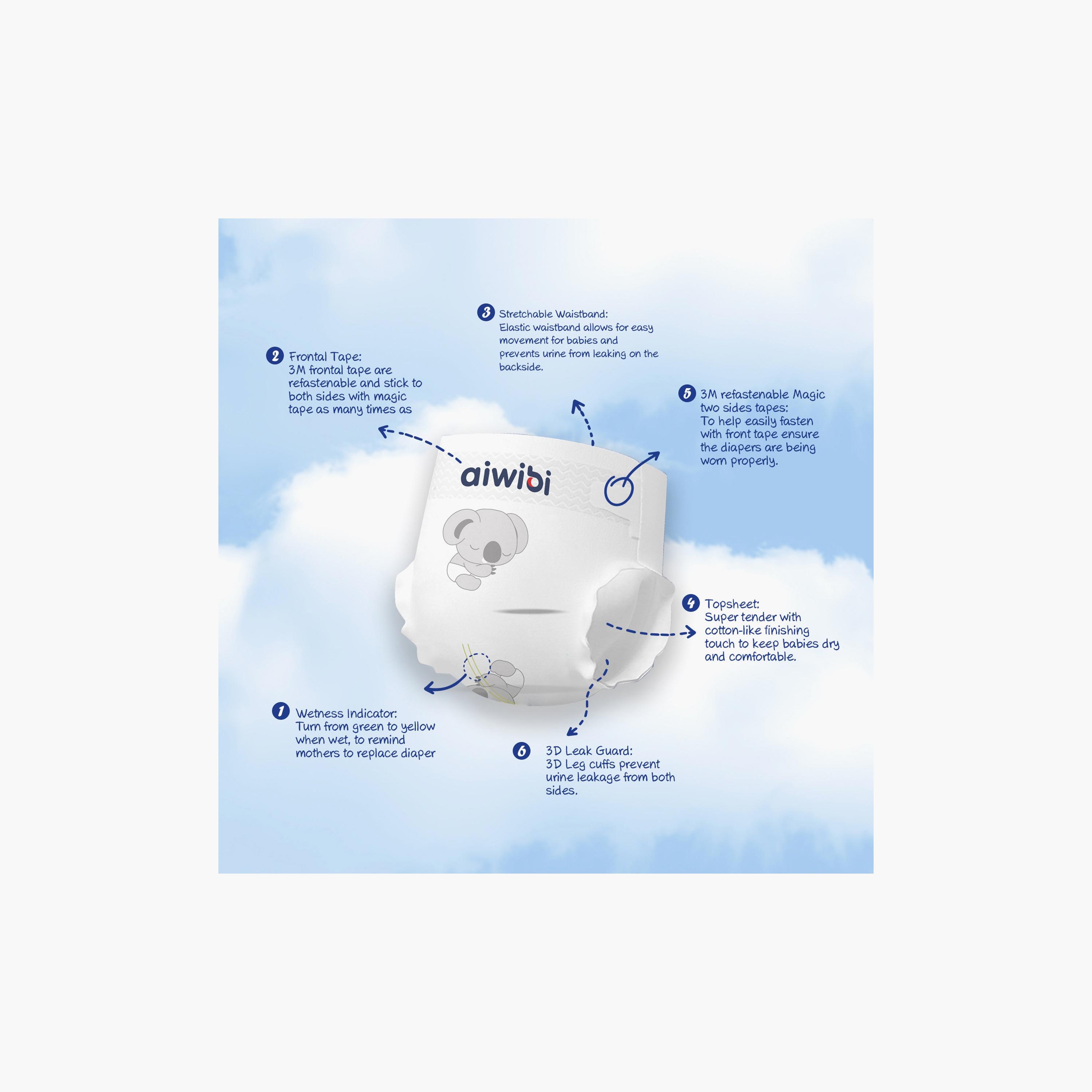 Aiwibi Premium Ultra Thin Pants Style Diapers - Size 2 - 144 Pieces-baby-diapering-diapers-image-4