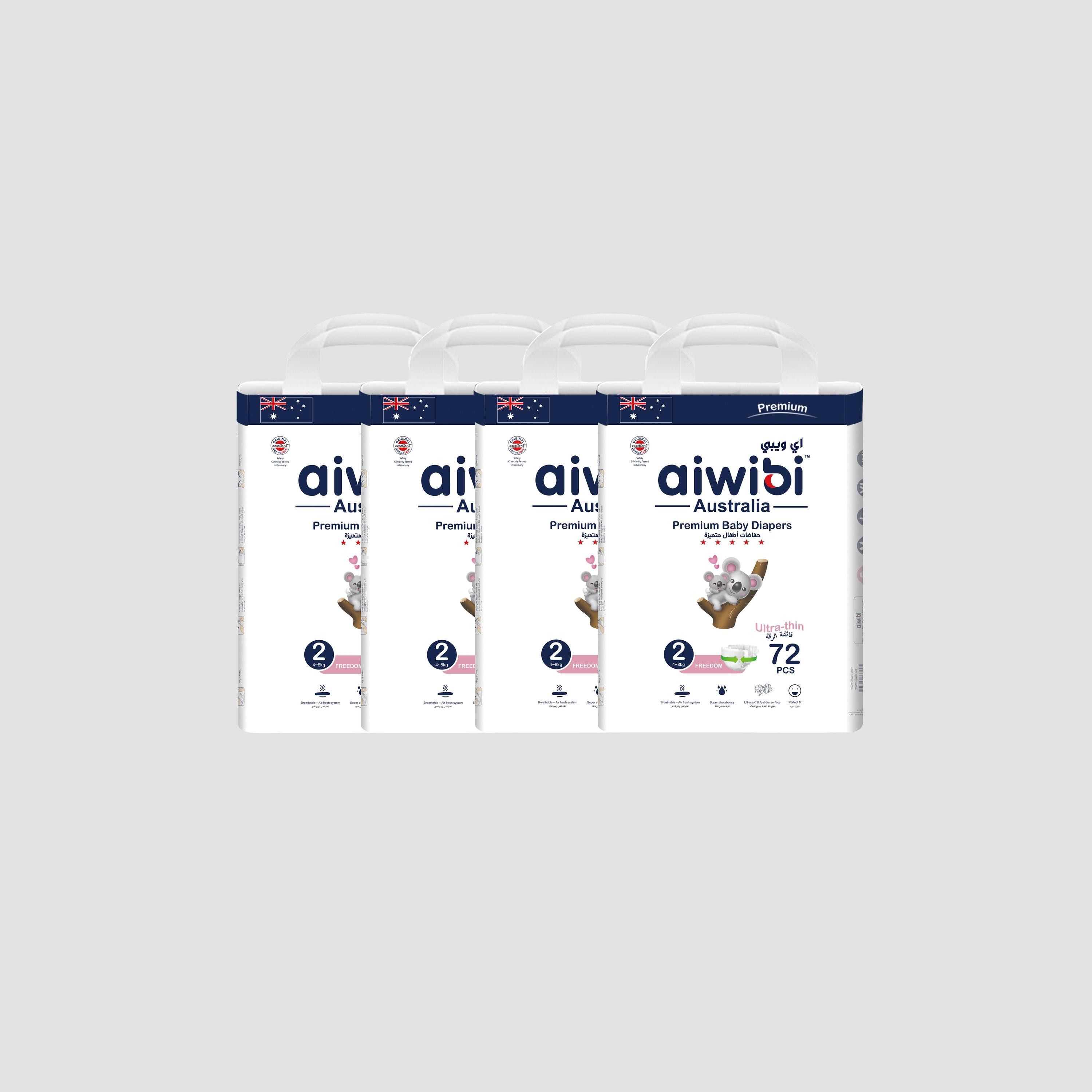 Aiwibi Premium Ultra Thin Pants Style Diapers - Size 2 - 288 Pieces-baby-diapering-diapers-image-1