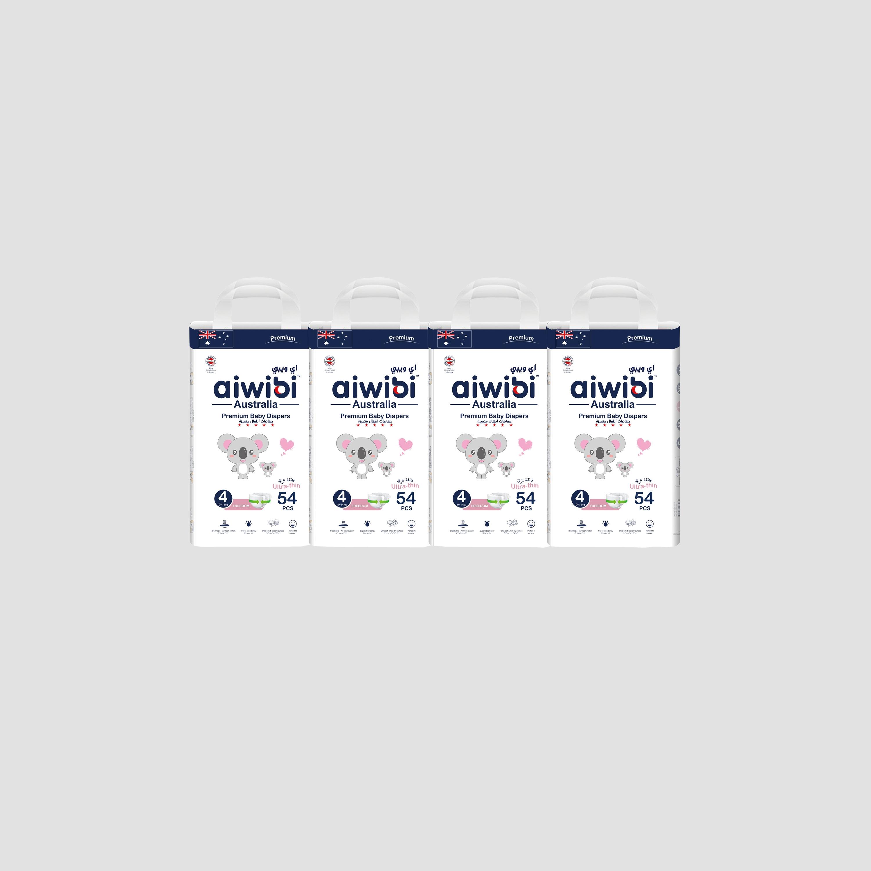 Aiwibi Premium Ultra Thin Pants Style Diapers - Size 4 - 216 Pieces-baby-diapering-diapers-image-1