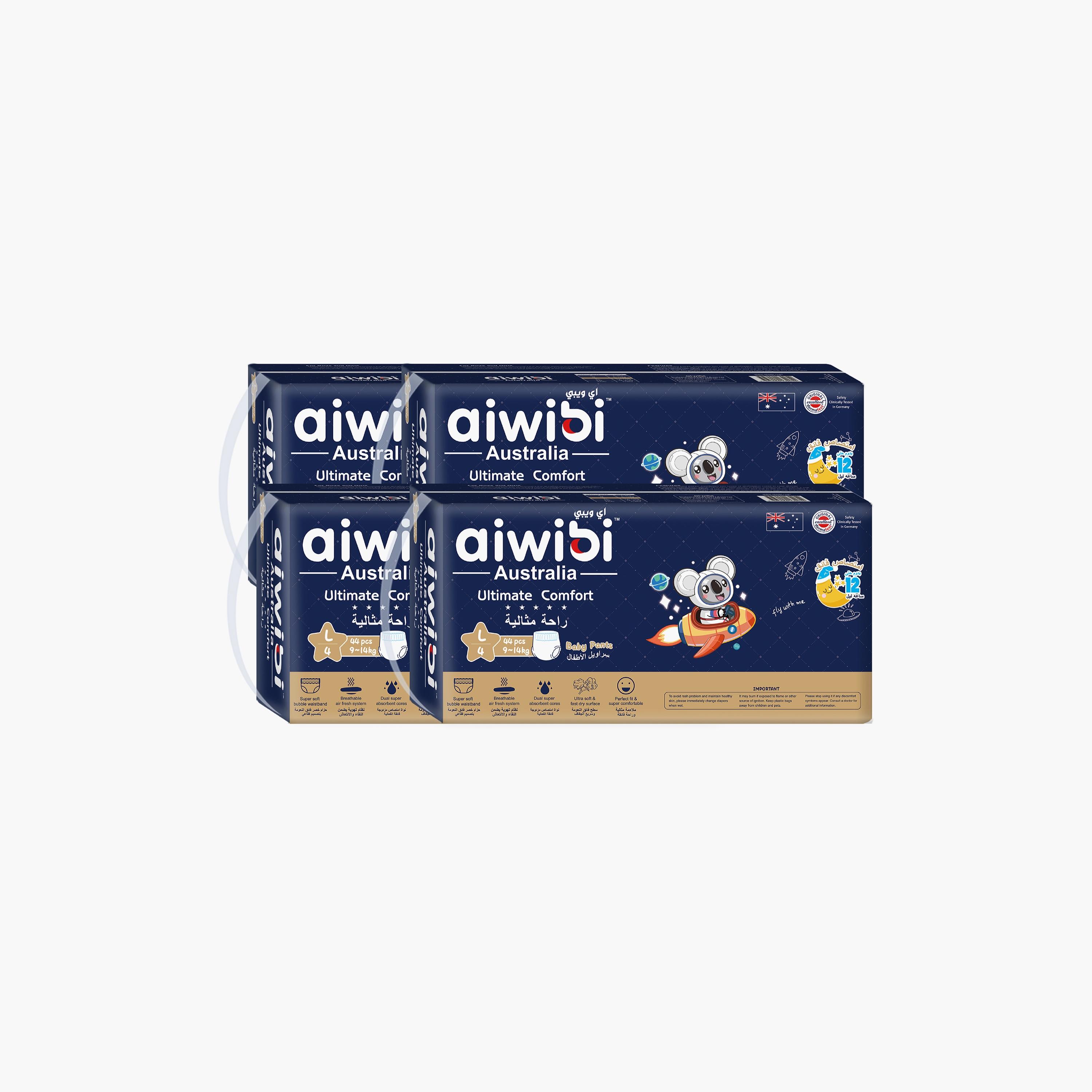 Aiwibi Pack of 2 Ultimate comfort Pants Style Diapers - Size 4 - 176 Pieces-baby-diapering-diapers-image-1