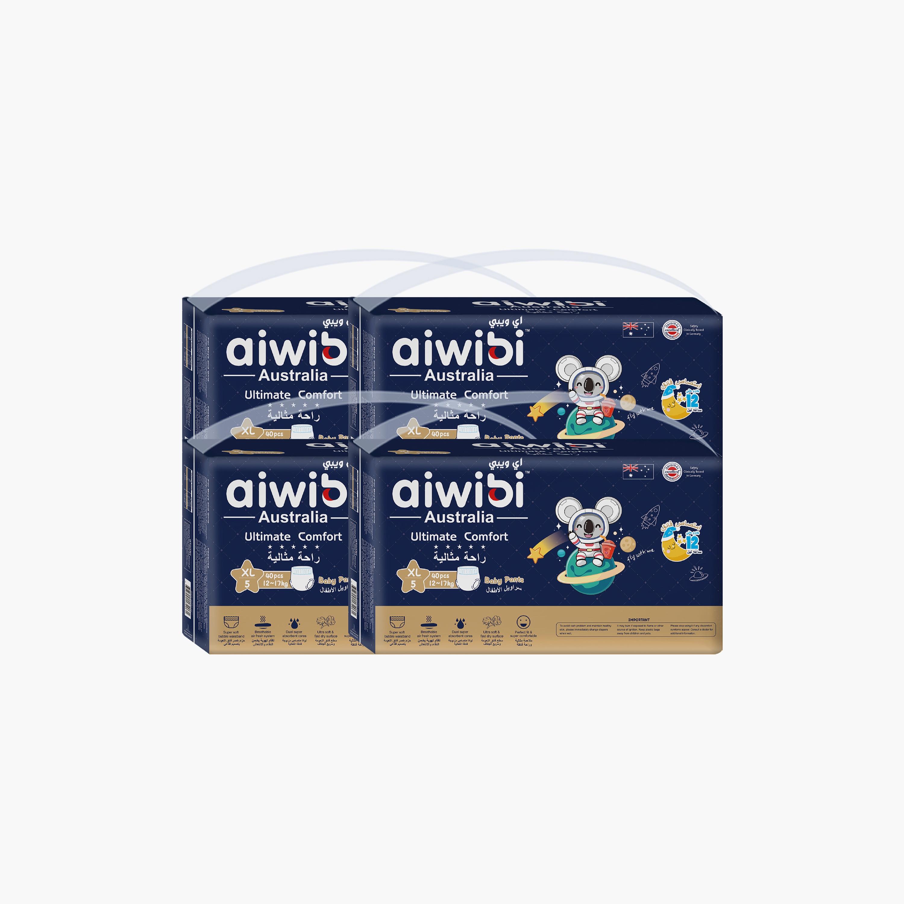 Aiwibi Pack of 2 Ultimate comfort Pants Style Diapers - Size 5 - 160 Pieces-baby-diapering-diapers-image-1