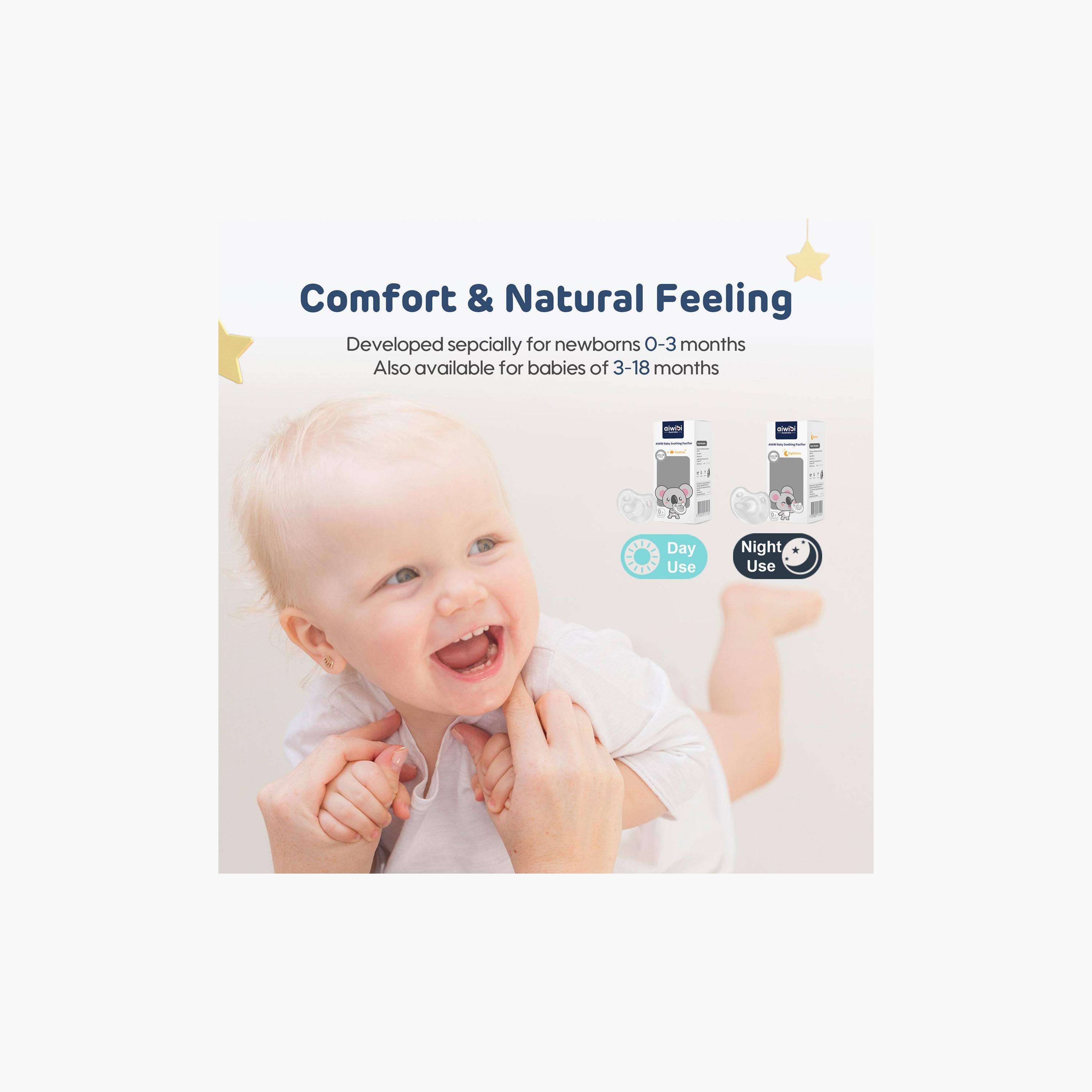Aiwibi Pack of 3 Silicone & BPA free Soothing Pacifiers - Day-baby-feeding-pacifiers-image-16