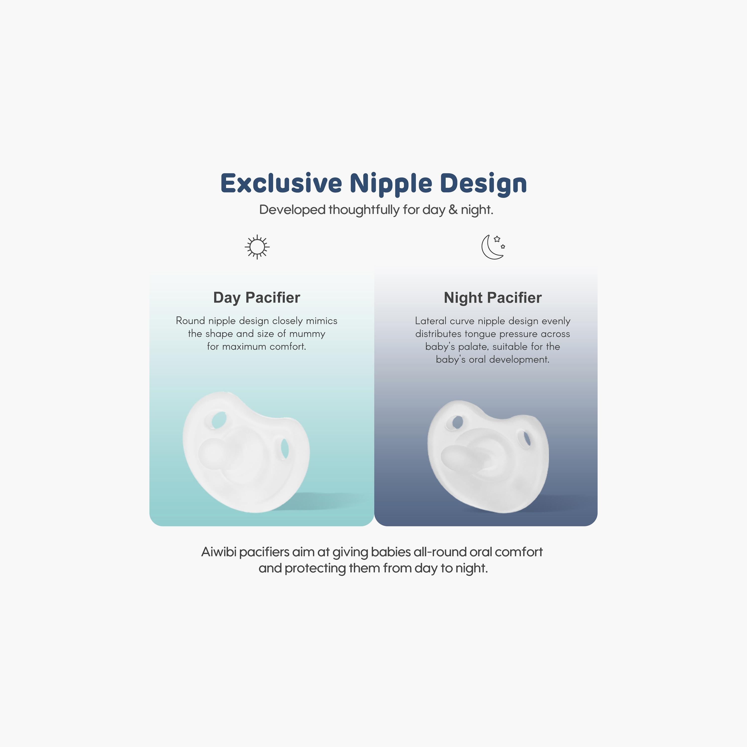 Aiwibi Pack of 3 Silicone & BPA free Soothing Pacifiers - Day-baby-feeding-pacifiers-image-2