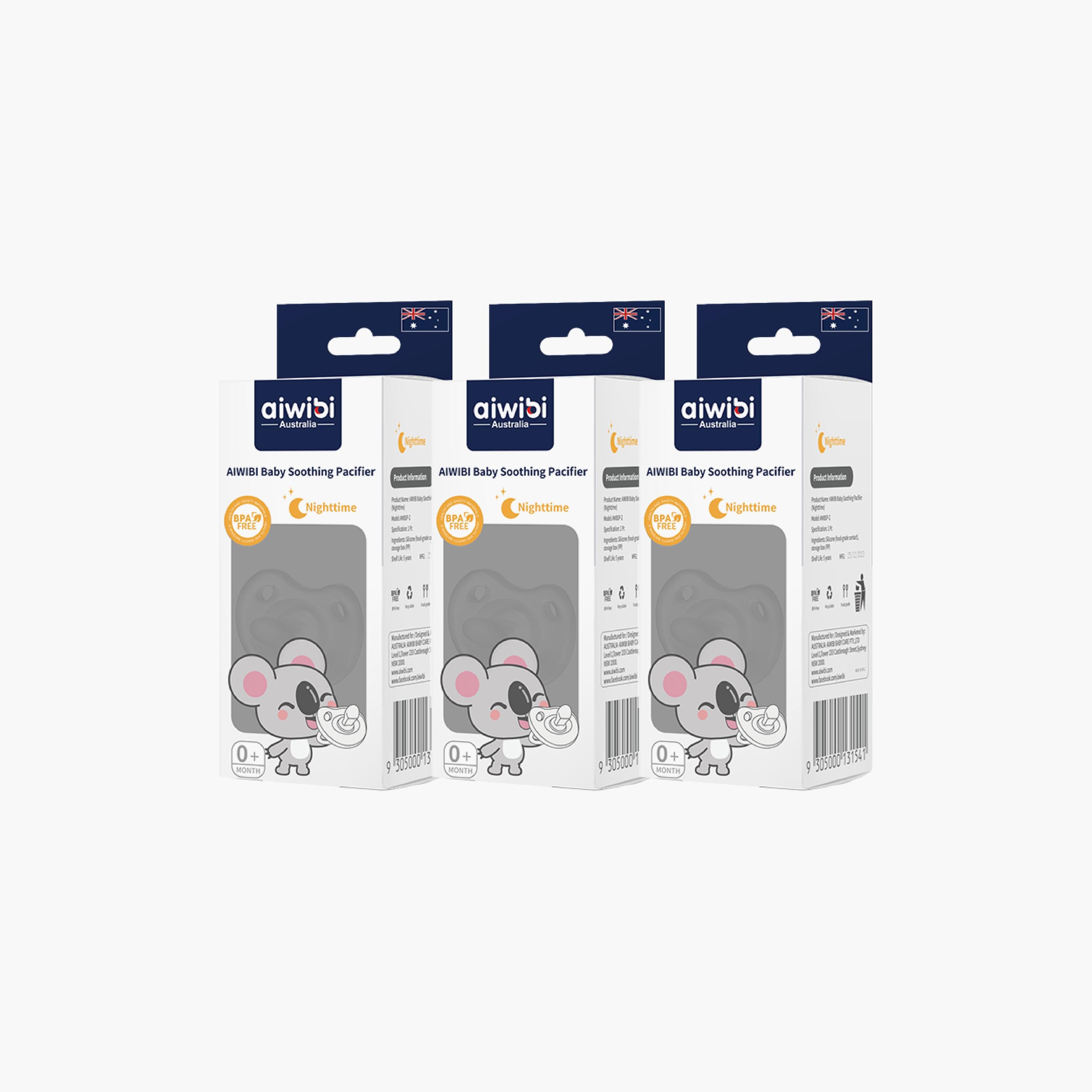 Aiwibi Pack of 3 Silicone & BPA free Soothing Pacifiers - Night-baby-feeding-pacifiers-image-8