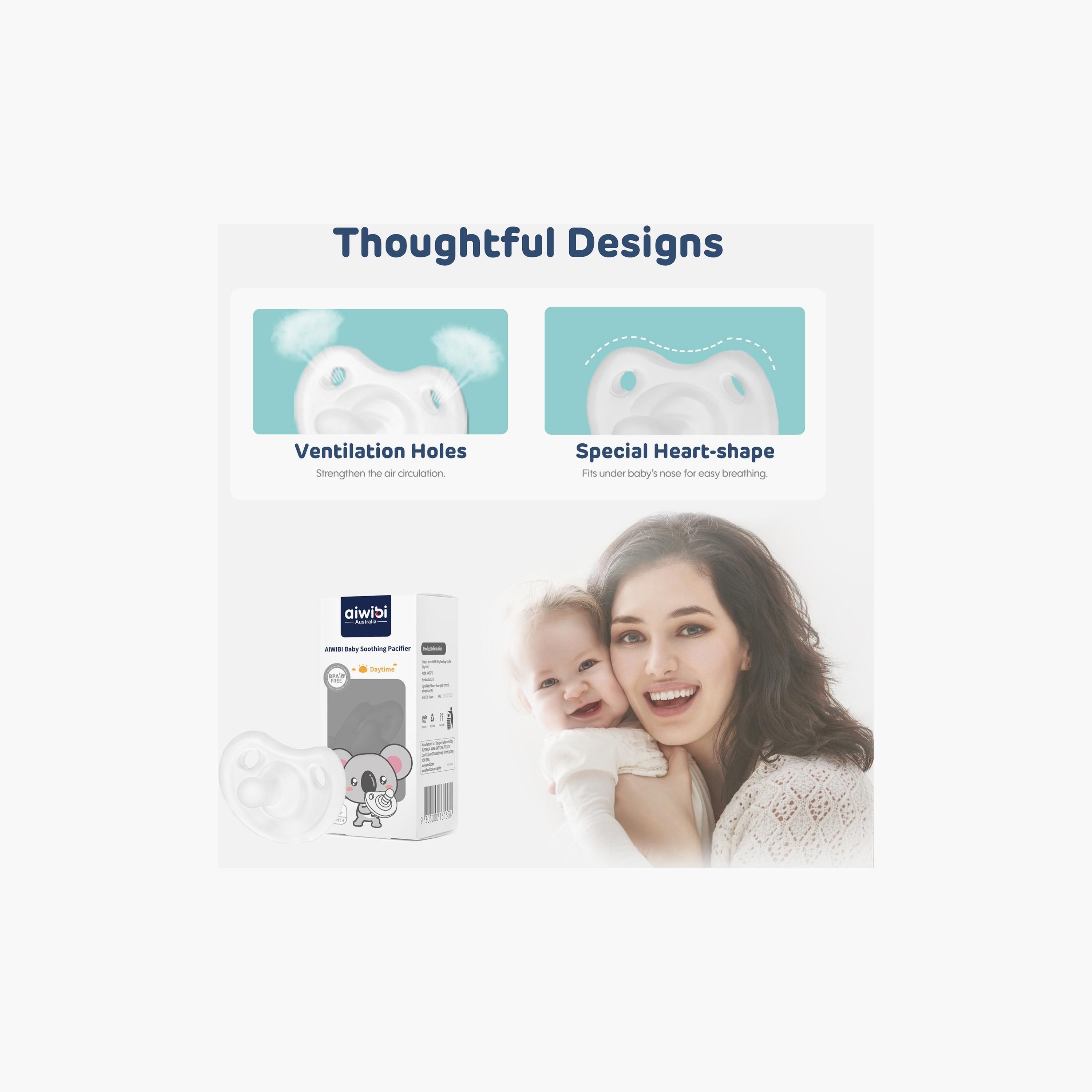 Aiwibi Pack of 6 Silicone & BPA free Soothing Pacifiers - Night-baby-feeding-pacifiers-image-4
