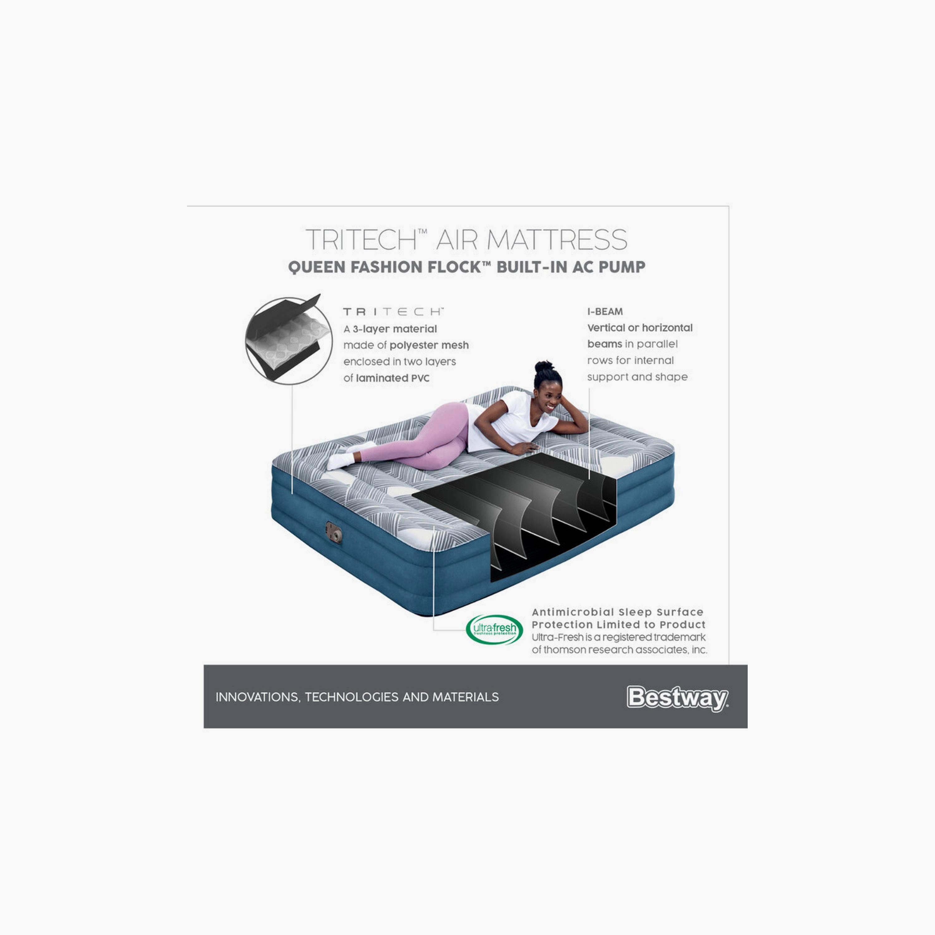 Bestway 26-6713C Tritech Fashion Flock Air Mattress with Built-In AC Pump - Queen-baby-nursery-mattresses-image-15