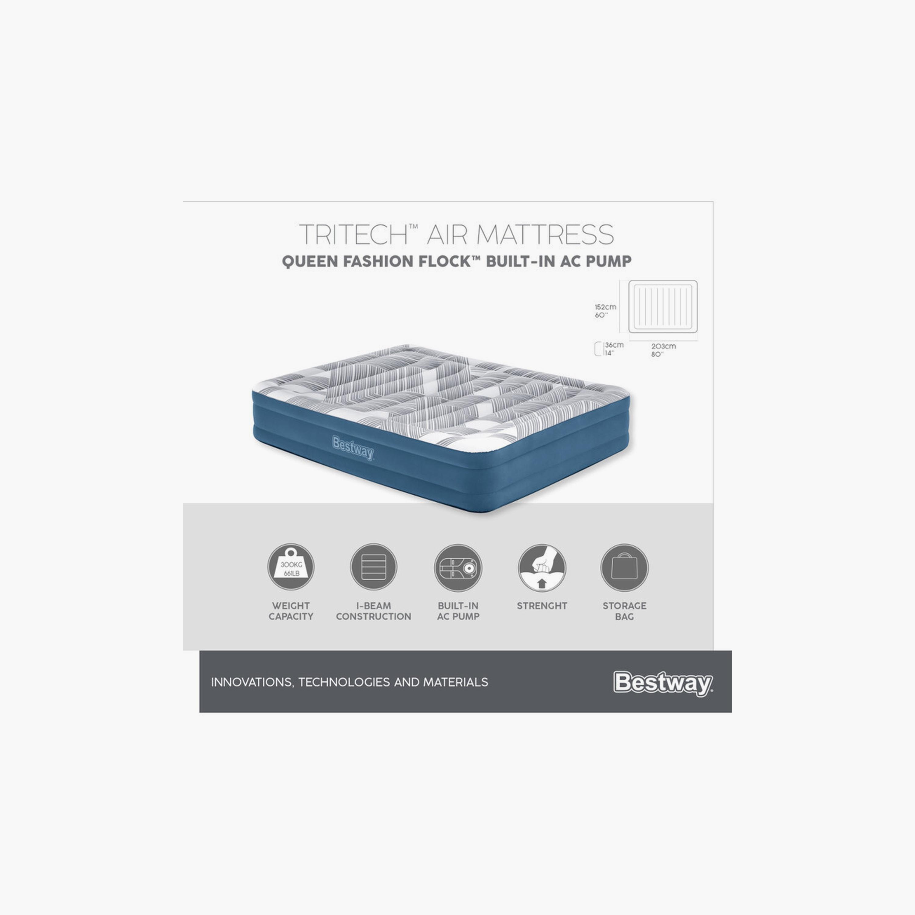 Bestway 26-6713C Tritech Fashion Flock Air Mattress with Built-In AC Pump - Queen-baby-nursery-mattresses-image-8