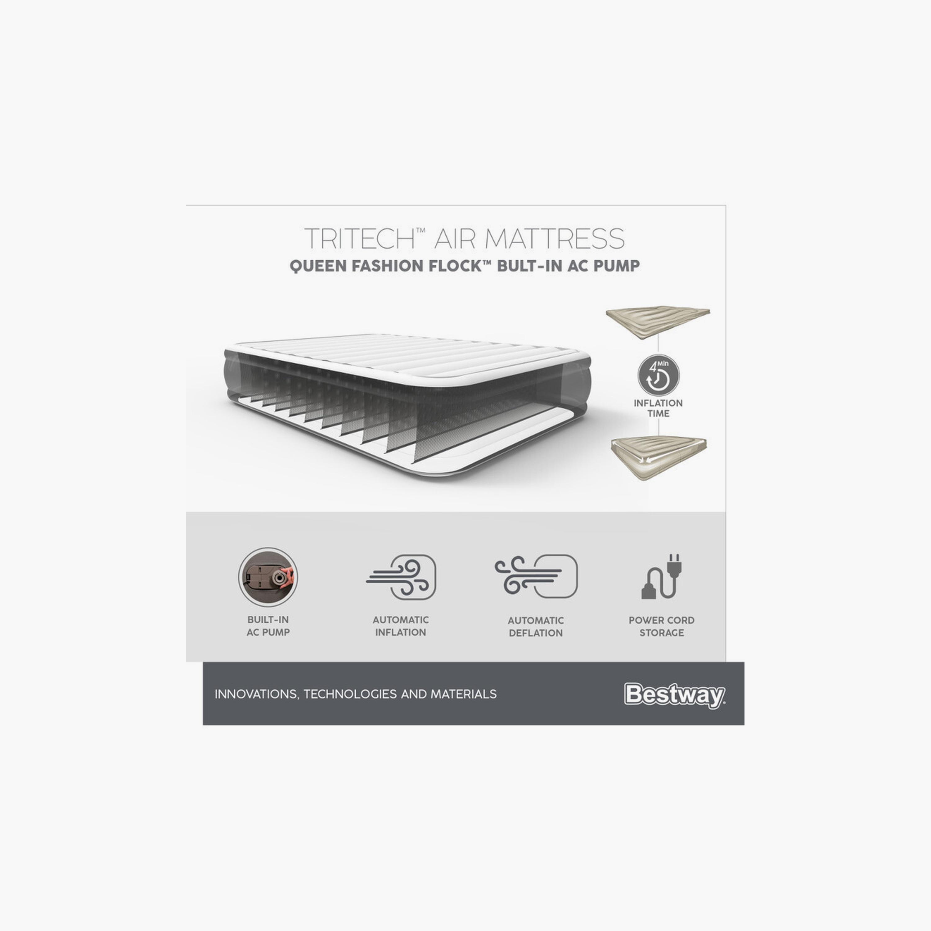 Bestway 26-6713E Tritech Fashion Flock Air Mattress with Built-In AC Pump - Queen-baby-nursery-mattresses-image-3