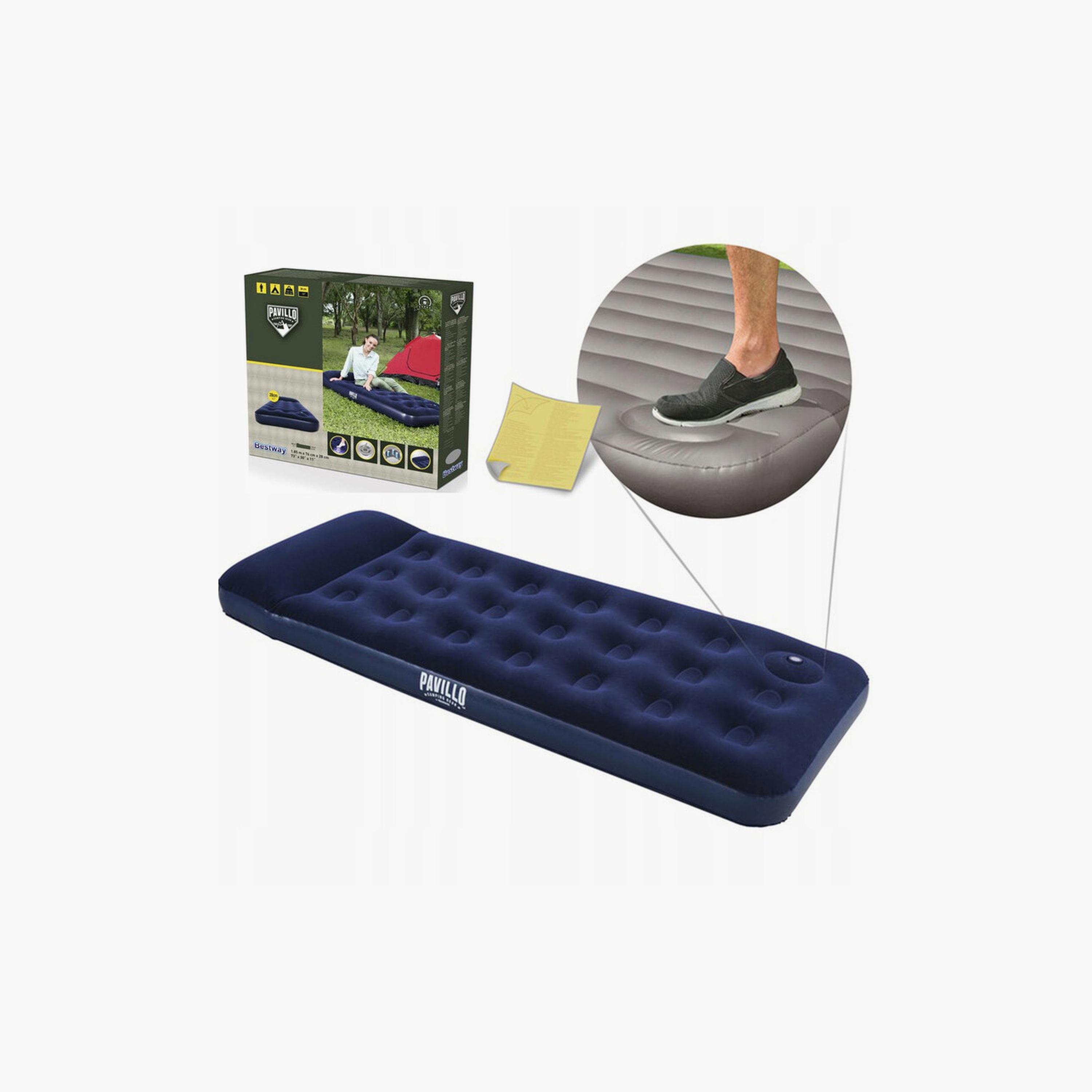 Bestway 26-67223 Easy Inflate Flocked Air Bed with Built In Foot Pump - Single-baby-nursery-mattresses-image-1