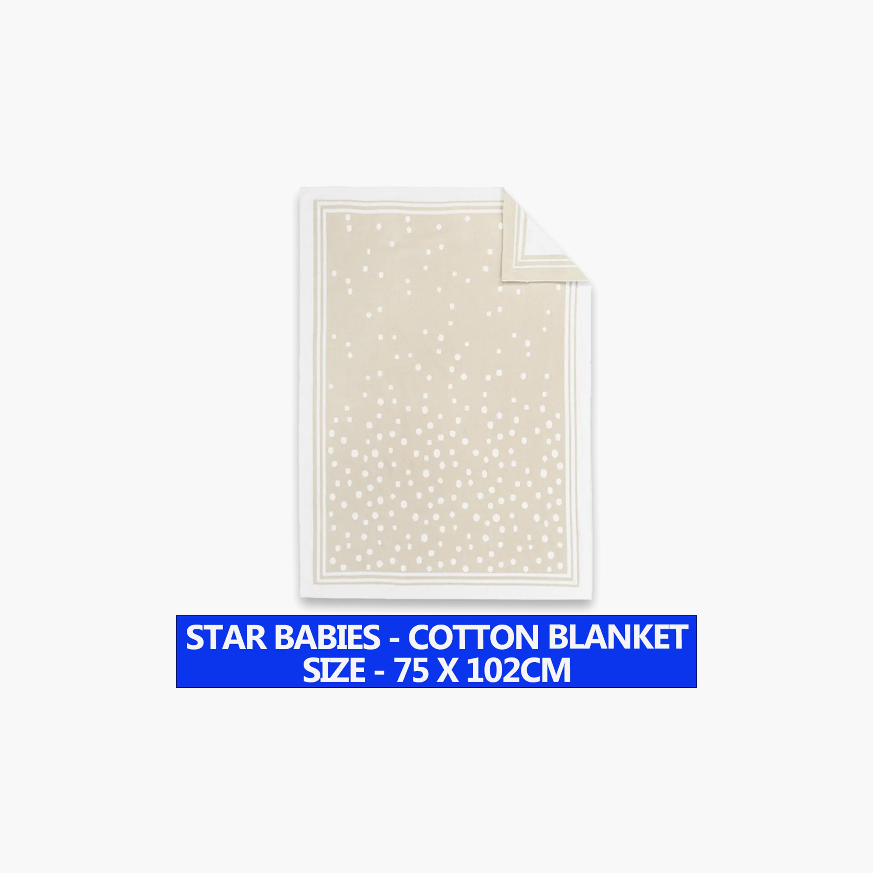 Star Babies Cotton Knitted Blanket - 75x102 cm - Beige-baby-nursery-blanketsandswaddles-blanketsandquilts-image-2