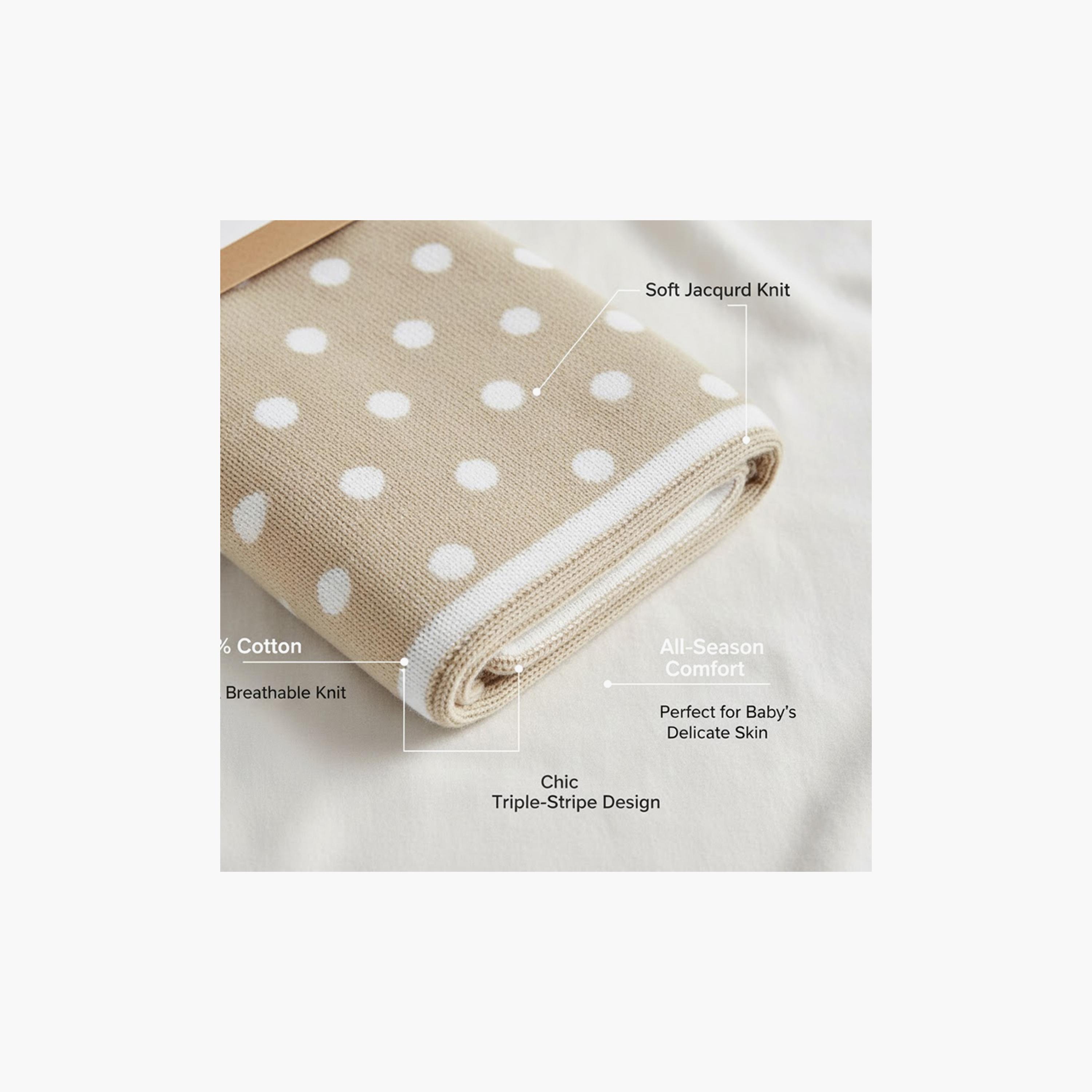 Star Babies Cotton Knitted Blanket - 75x102 cm - Beige-baby-nursery-blanketsandswaddles-blanketsandquilts-image-3
