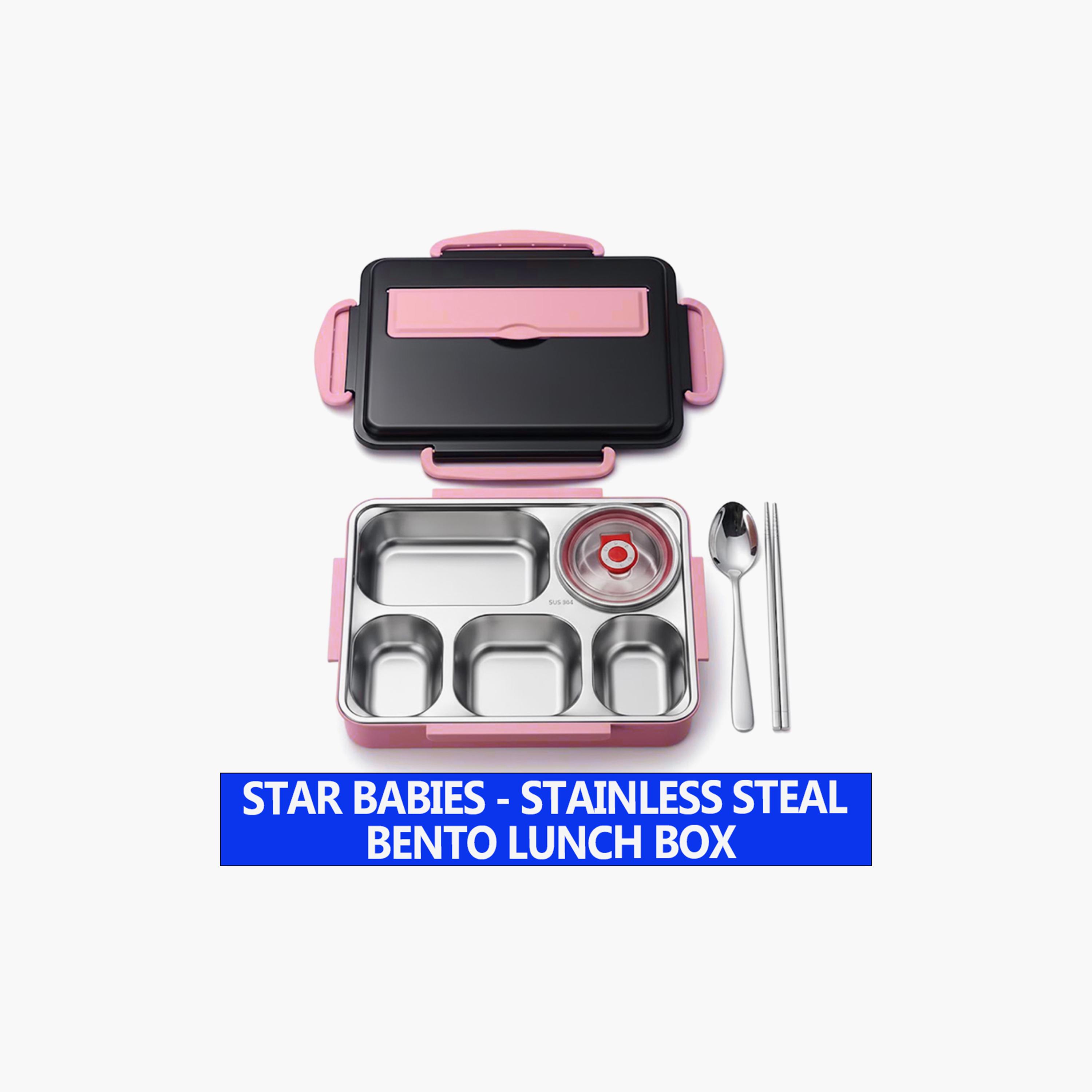 Star Babies 304 Stainless Steel Bento Lunch Box with 5 Compartments and Leak-Proof Lid-school-lunchessentials-lunchboxes-image-2