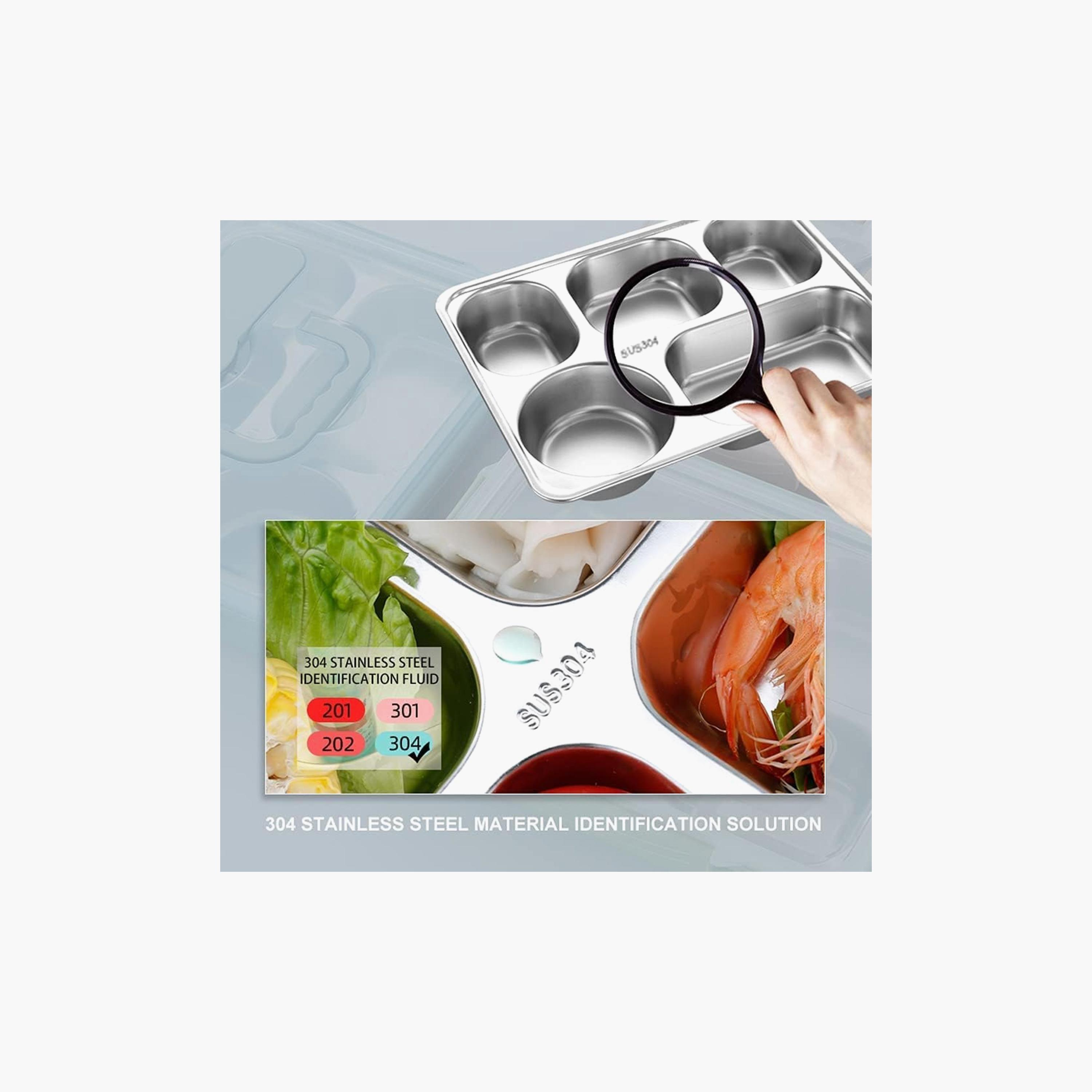 Star Babies 304 Stainless Steel Bento Lunch Box with 5 Compartments and Leak-Proof Lid-school-lunchessentials-lunchboxes-image-3