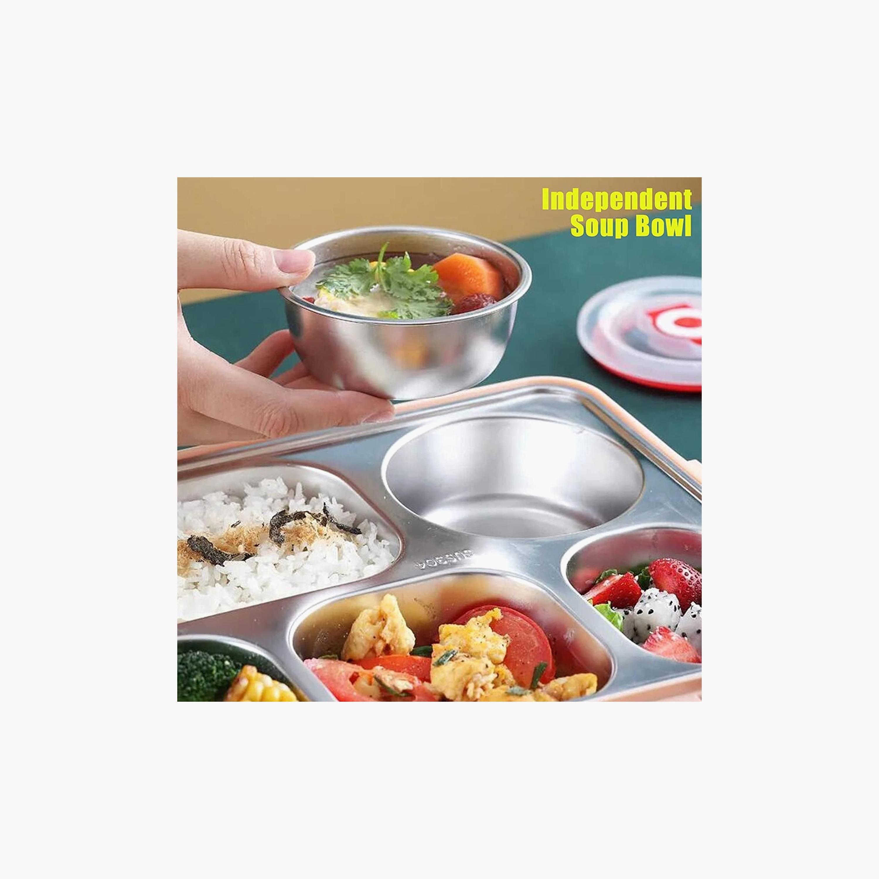 Star Babies 304 Stainless Steel Bento Lunch Box with 5 Compartments and Leak-Proof Lid-school-lunchessentials-lunchboxes-image-4