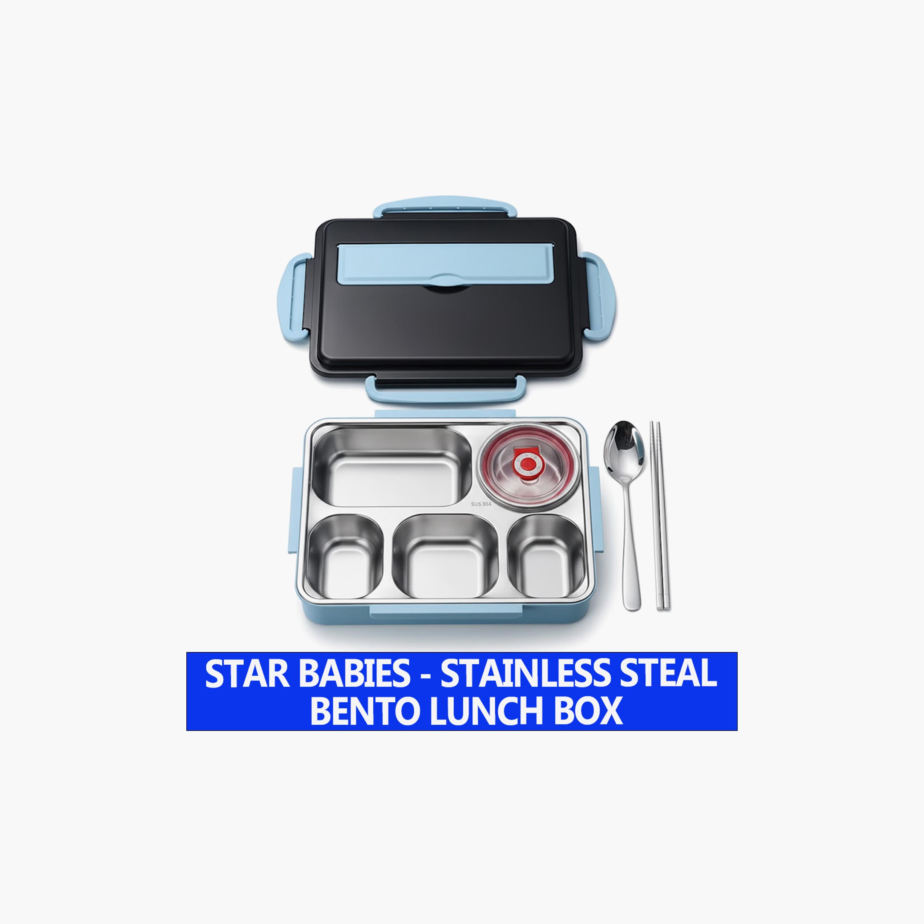 صندوق غداء بينتو ستانلس ستيل 304 بـ 5 أقسام وغطاء مانع للتسرب من ستار بيبيز-school-lunchessentials-lunchboxes-image-2