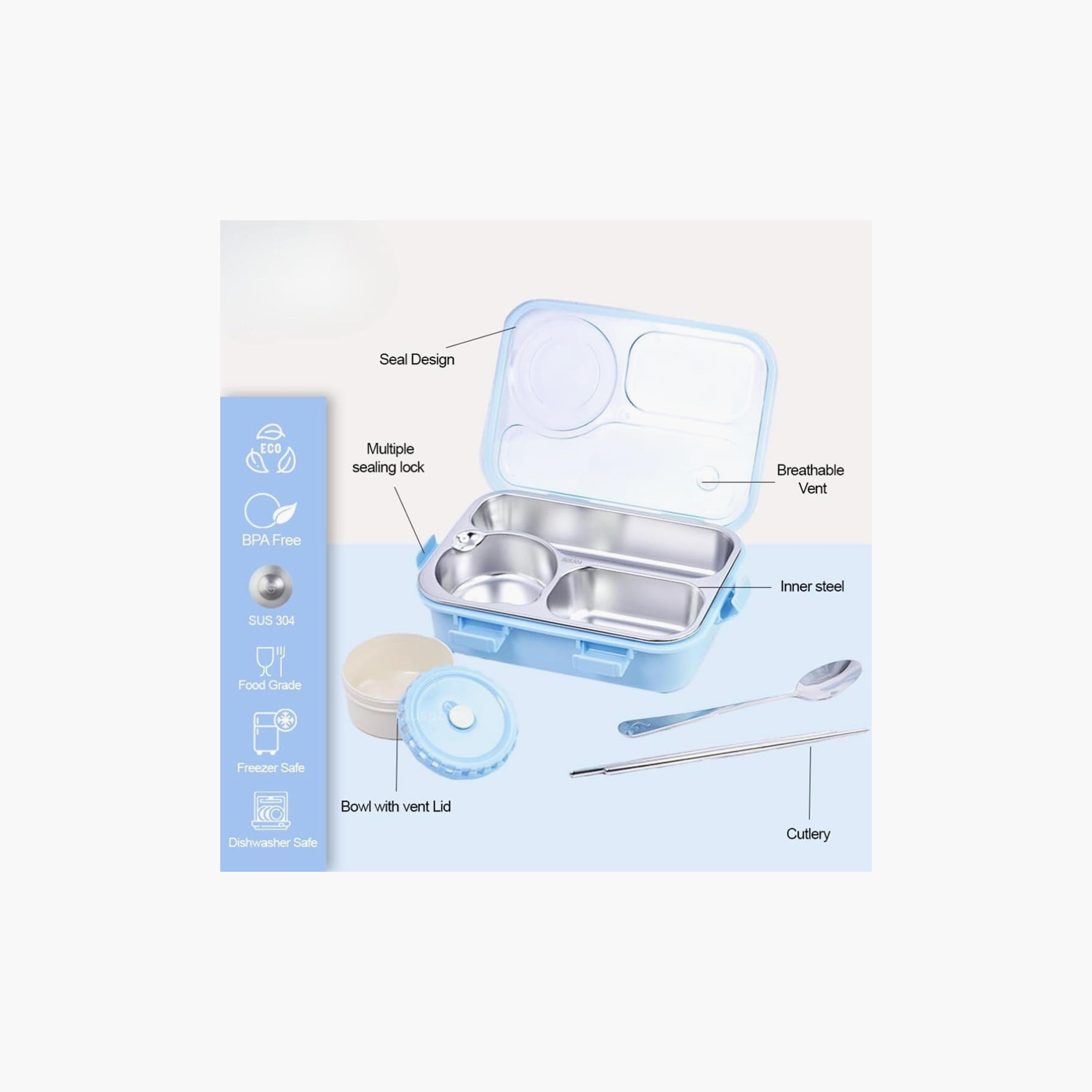 Star Babies 304 Stainless Steel Bento Lunch Box with 4 Compartments and Leak-Proof Lid-school-lunchessentials-lunchboxes-image-4