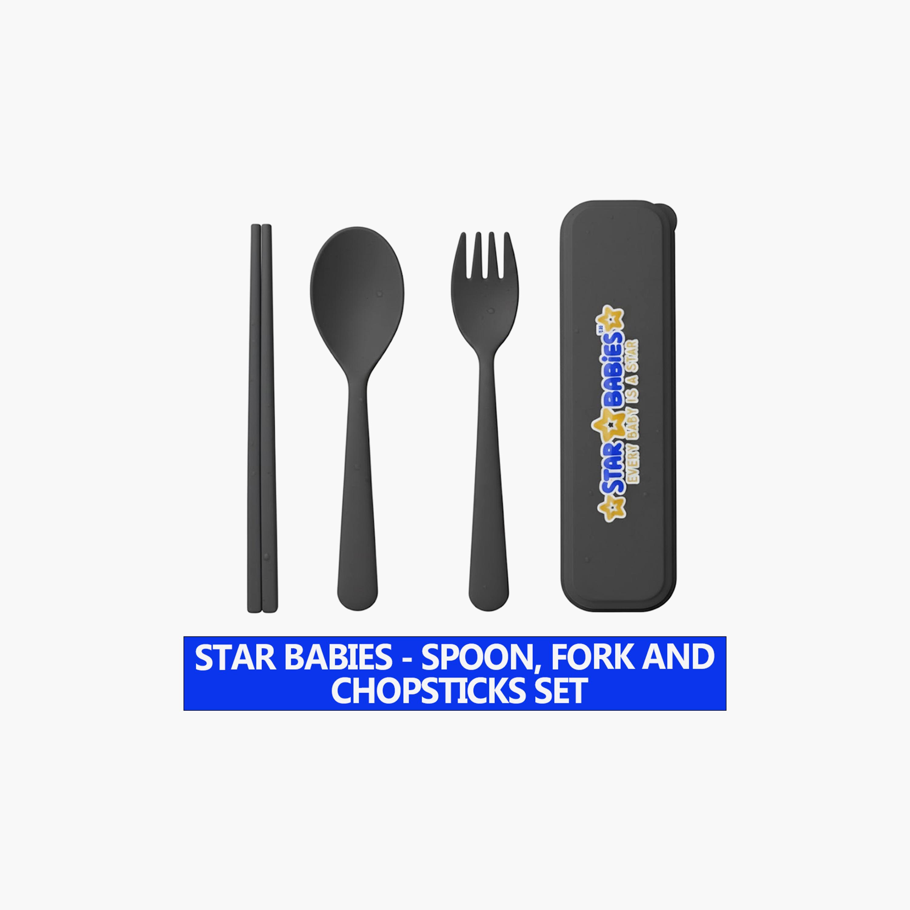 Star Babies Organic Spoon, Fork & Chopsticks Set with Case-baby-feeding-mealtimeessentials-image-2