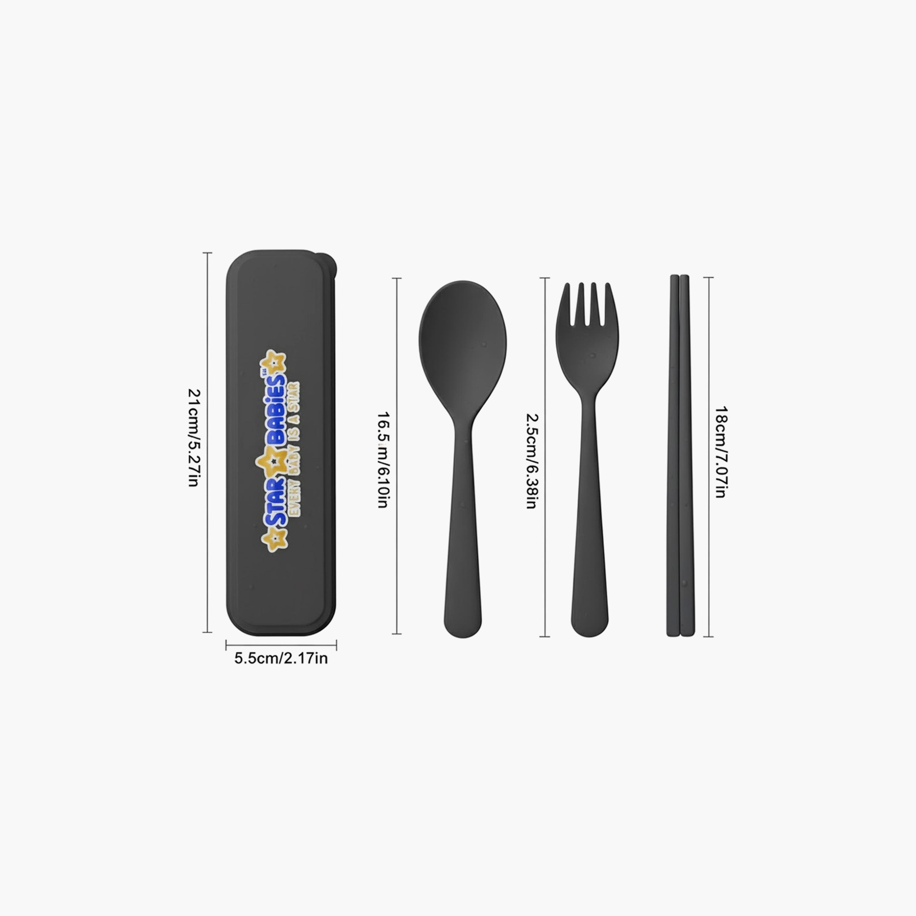 Star Babies Organic Spoon, Fork & Chopsticks Set with Case-baby-feeding-mealtimeessentials-image-3