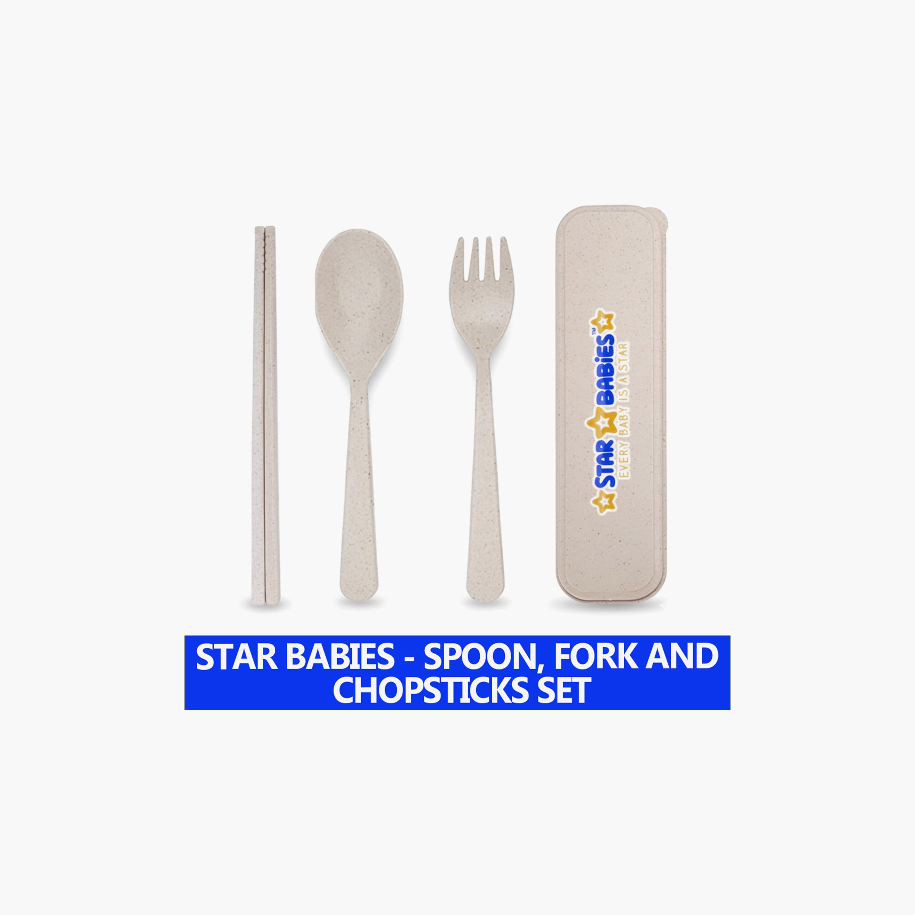 Star Babies Organic Spoon, Fork & Chopsticks Set with Case-baby-feeding-mealtimeessentials-image-10
