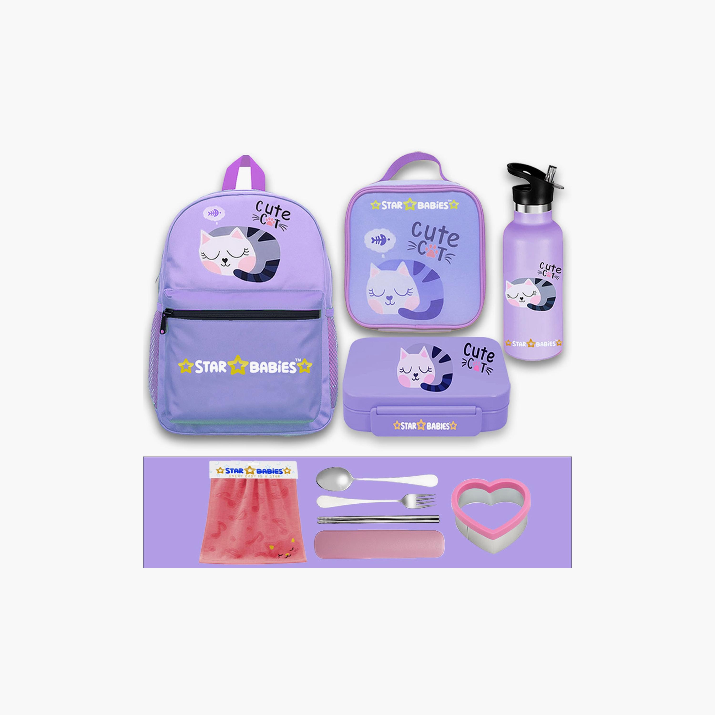 Star Babies 4-Piece 16" School Bag with Free Gifts - Cute Cat-school-bagsandbackpacks-sets-image-1