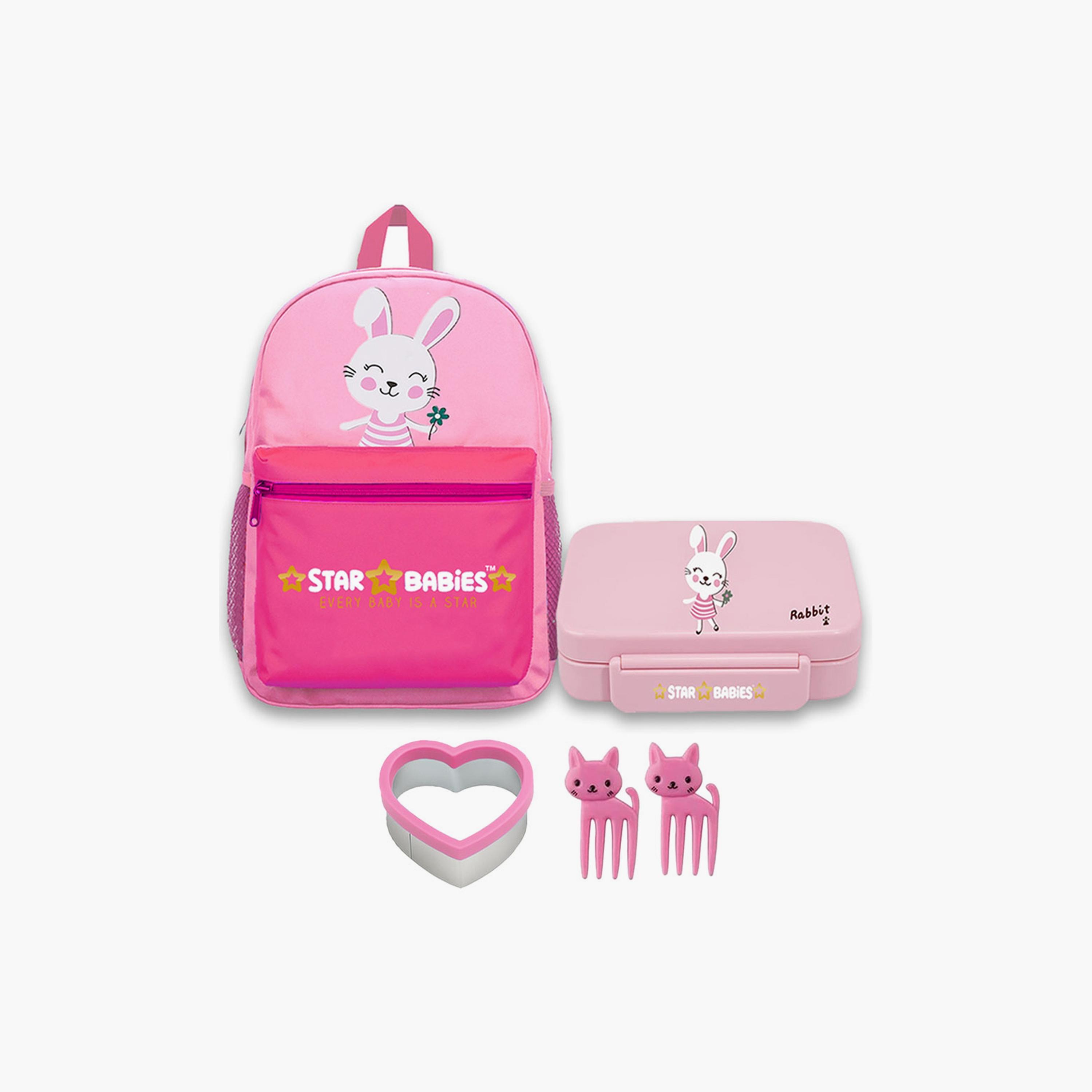 حقيبة ظهر مقاس 16 بوصة وصندوق غداء بينتو من ستار بيبيز مع هدايا مجانية - الأرنب-school-bagsandbackpacks-sets-image-8