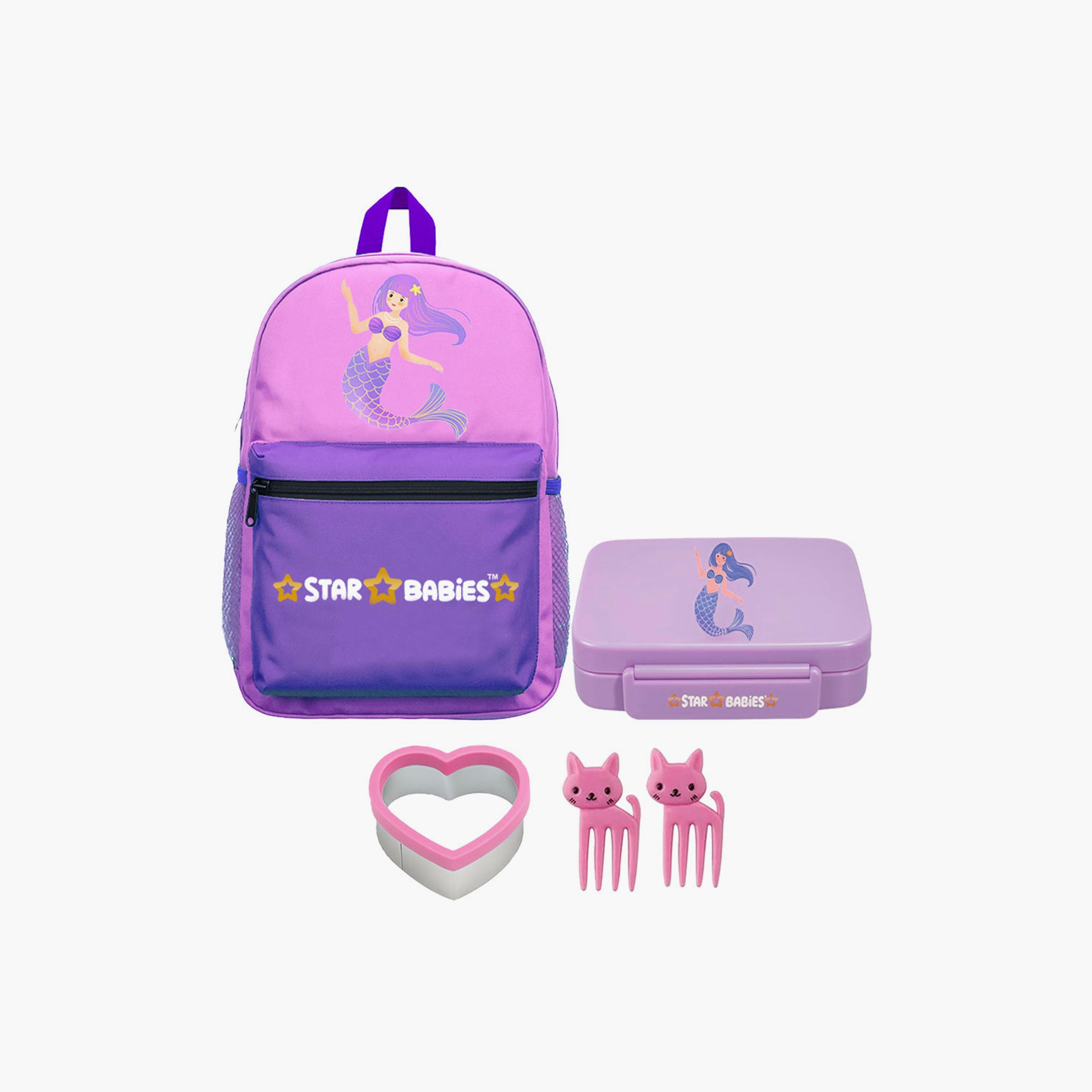 Star Babies 16" Backpack and Bento Lunch Box with Free Gifts - Mermaid-school-bagsandbackpacks-sets-image-1