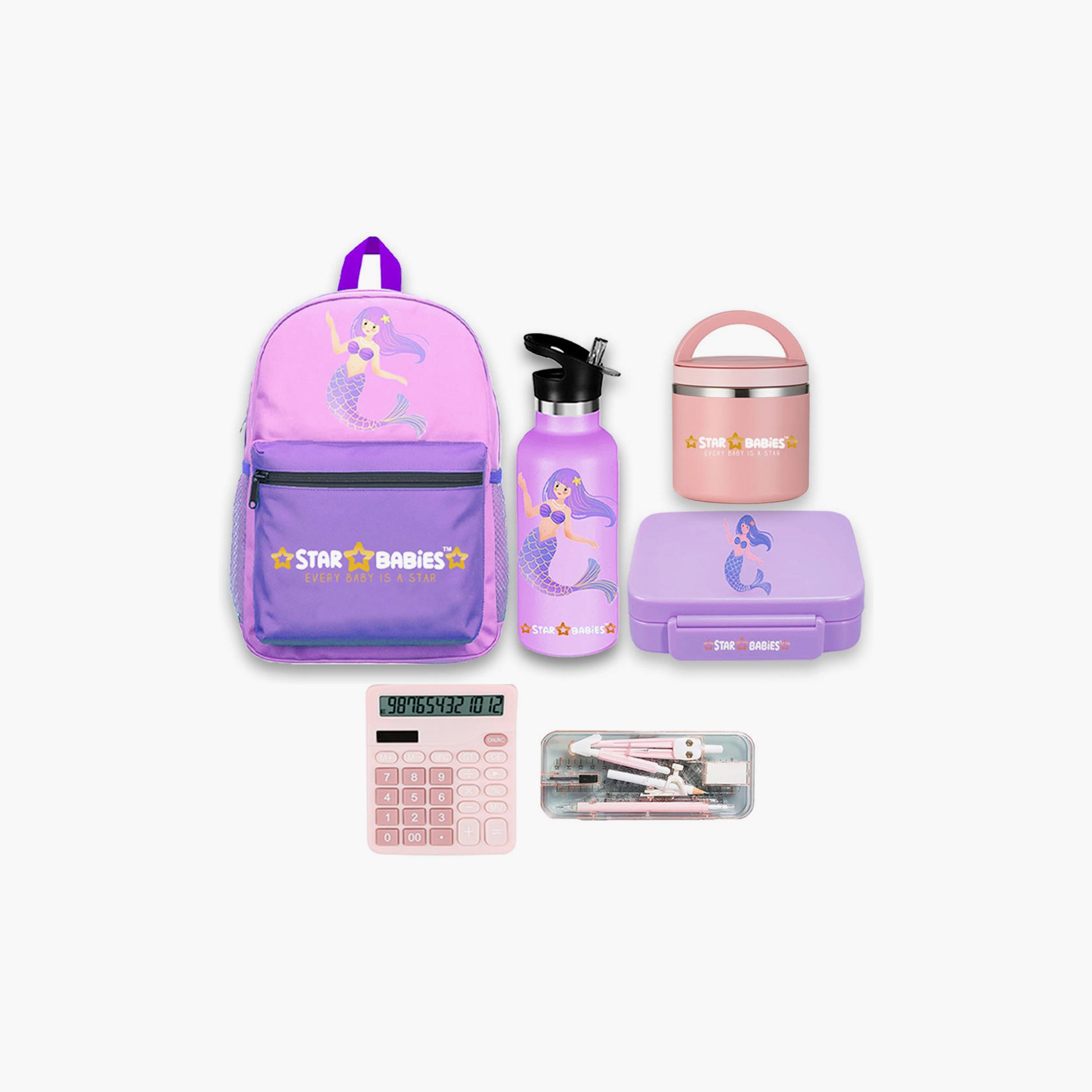 Star Babies 4-Piece 16" School Bag Set with Free Gifts - Mermaid-school-bagsandbackpacks-sets-image-1