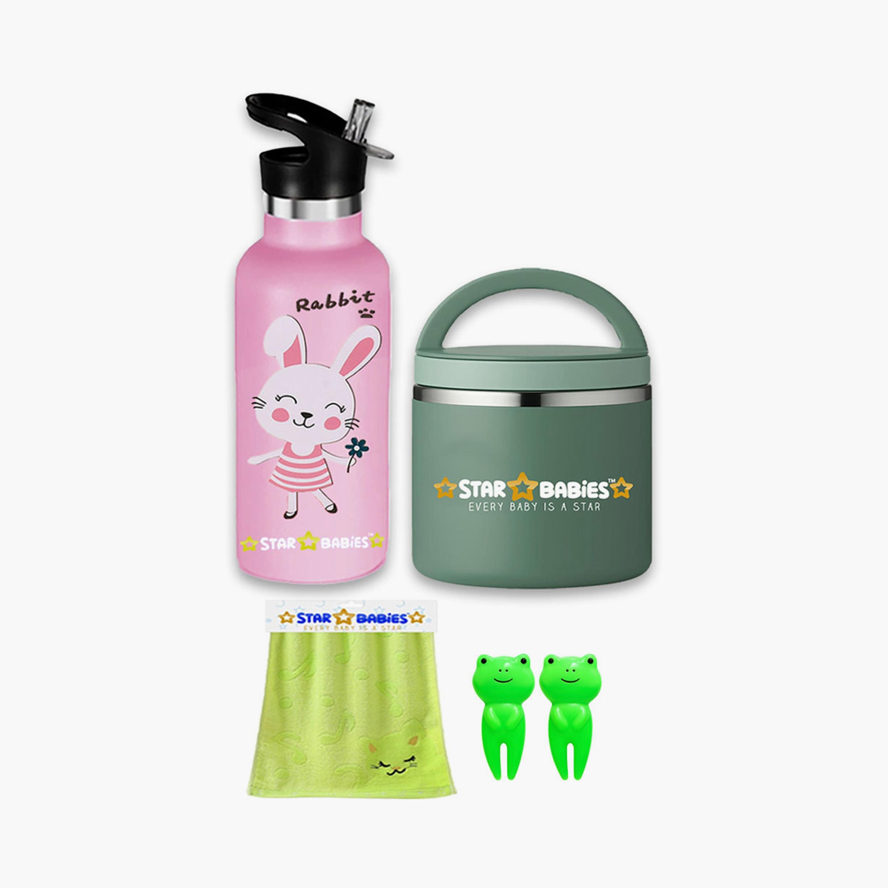 زجاجة مياه وبرطمان طعام من الستانلس ستيل من ستار بيبيز مع هدايا مجانية - الأرنب-school-waterbottles-image-1