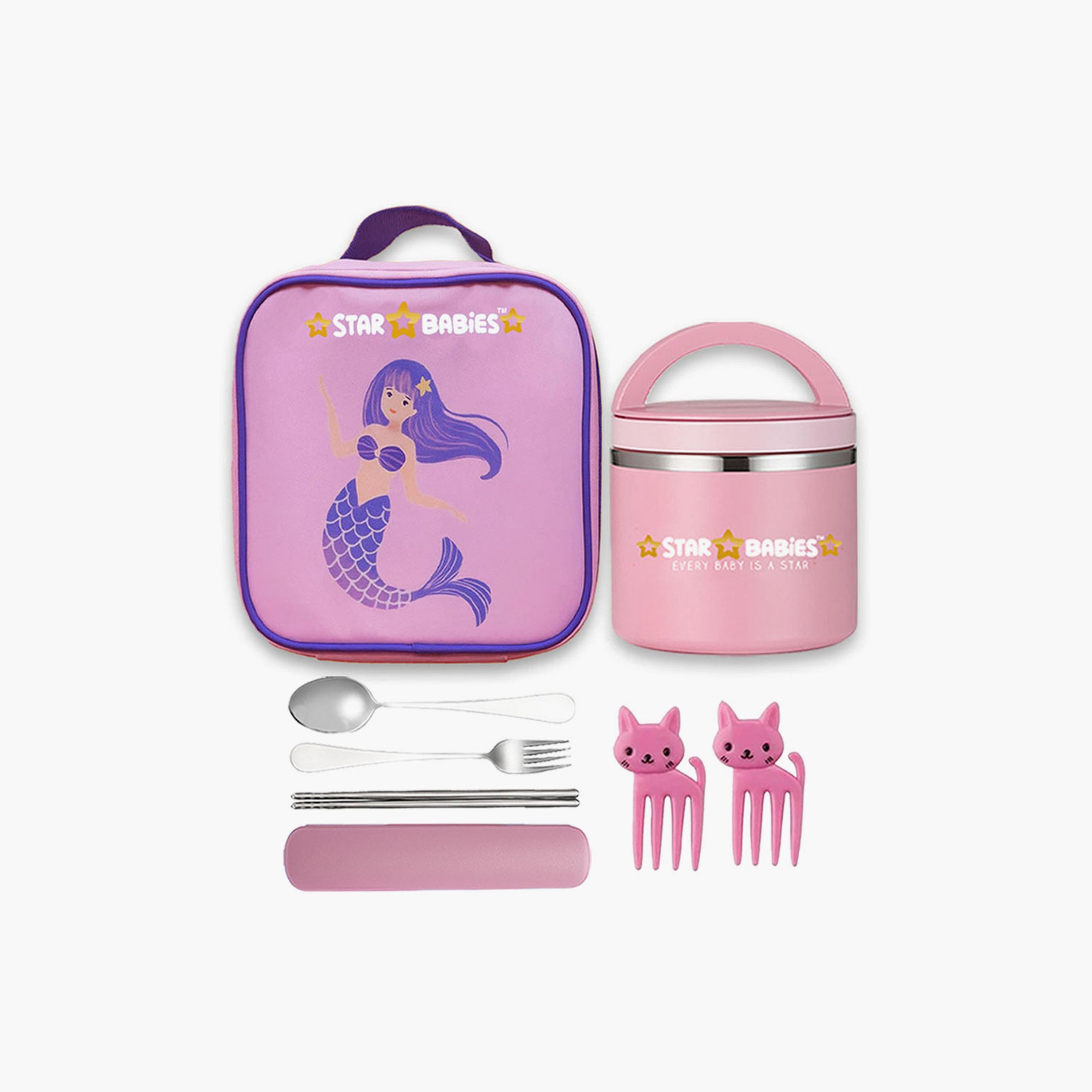 Star Babies Lunch Bag with Food Jar with Free Gifts - Mermaid-school-lunchessentials-lunchbags-image-1