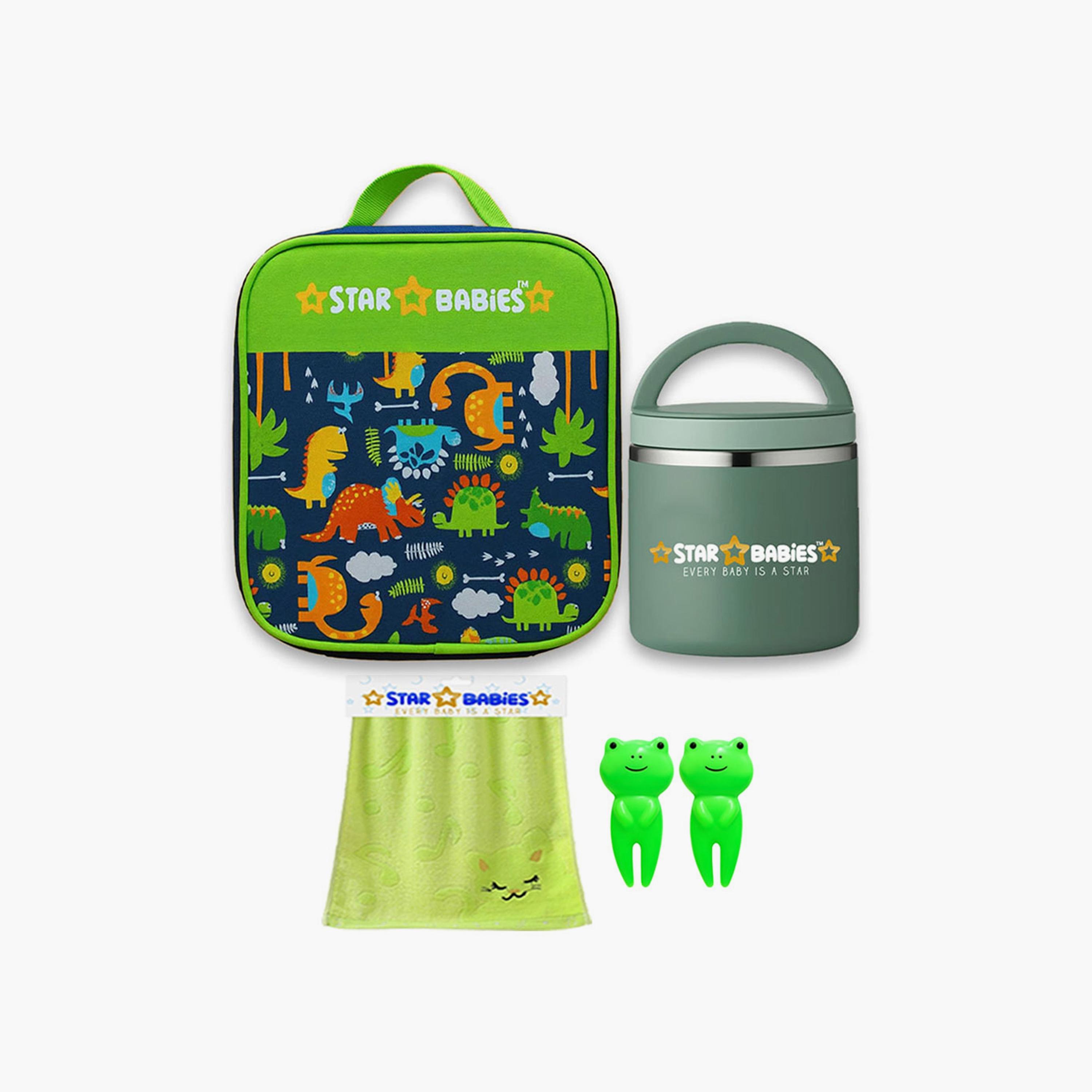 حقيبة غداء من ستار بيبيز مع برطمان طعام وهدايا مجانية - الديناصورات-school-lunchessentials-lunchbags-image-1