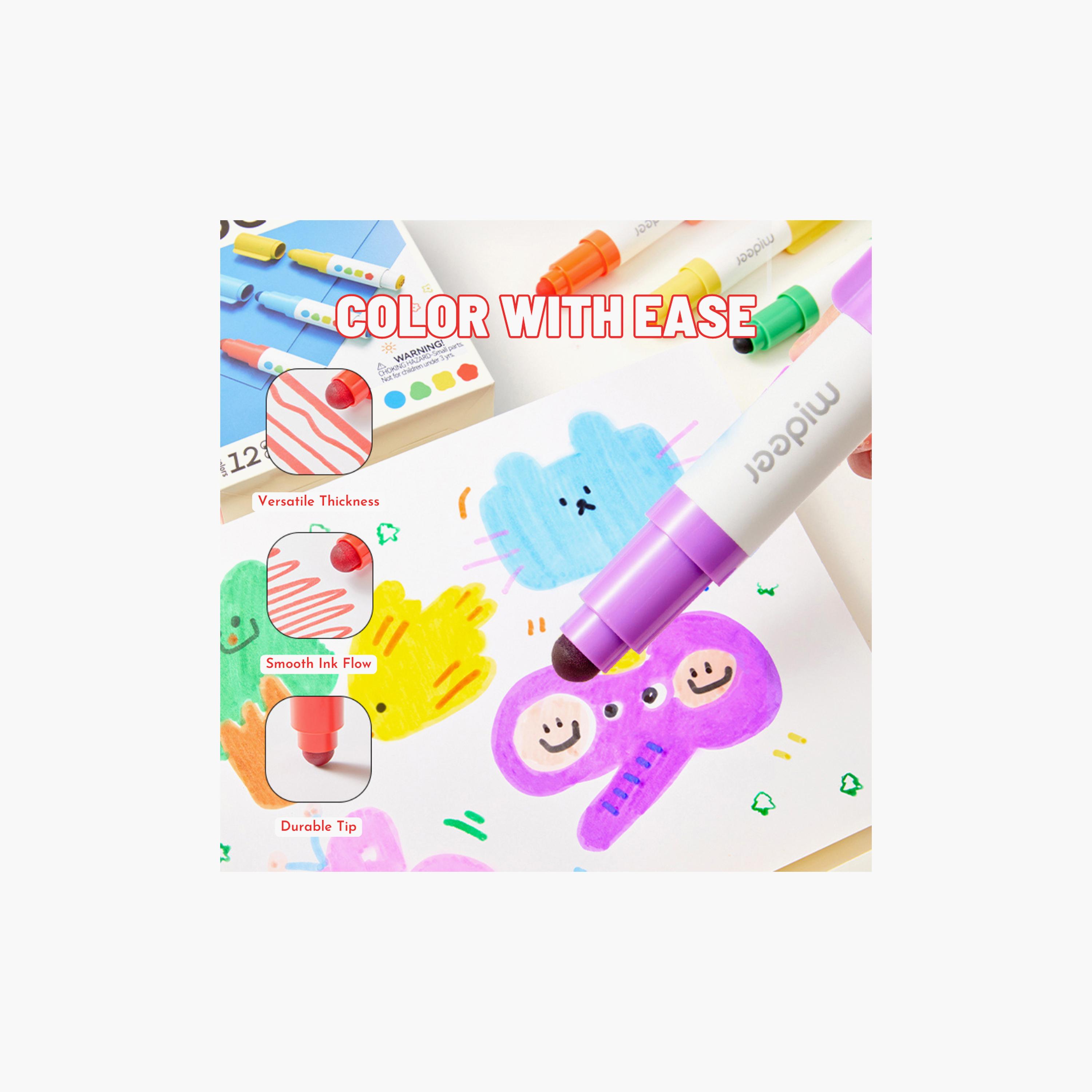 أقلام تحديد قابلة للغسل من ميدير، 6 قطع، ذات رأسين-school-artsandcrafts-image-6