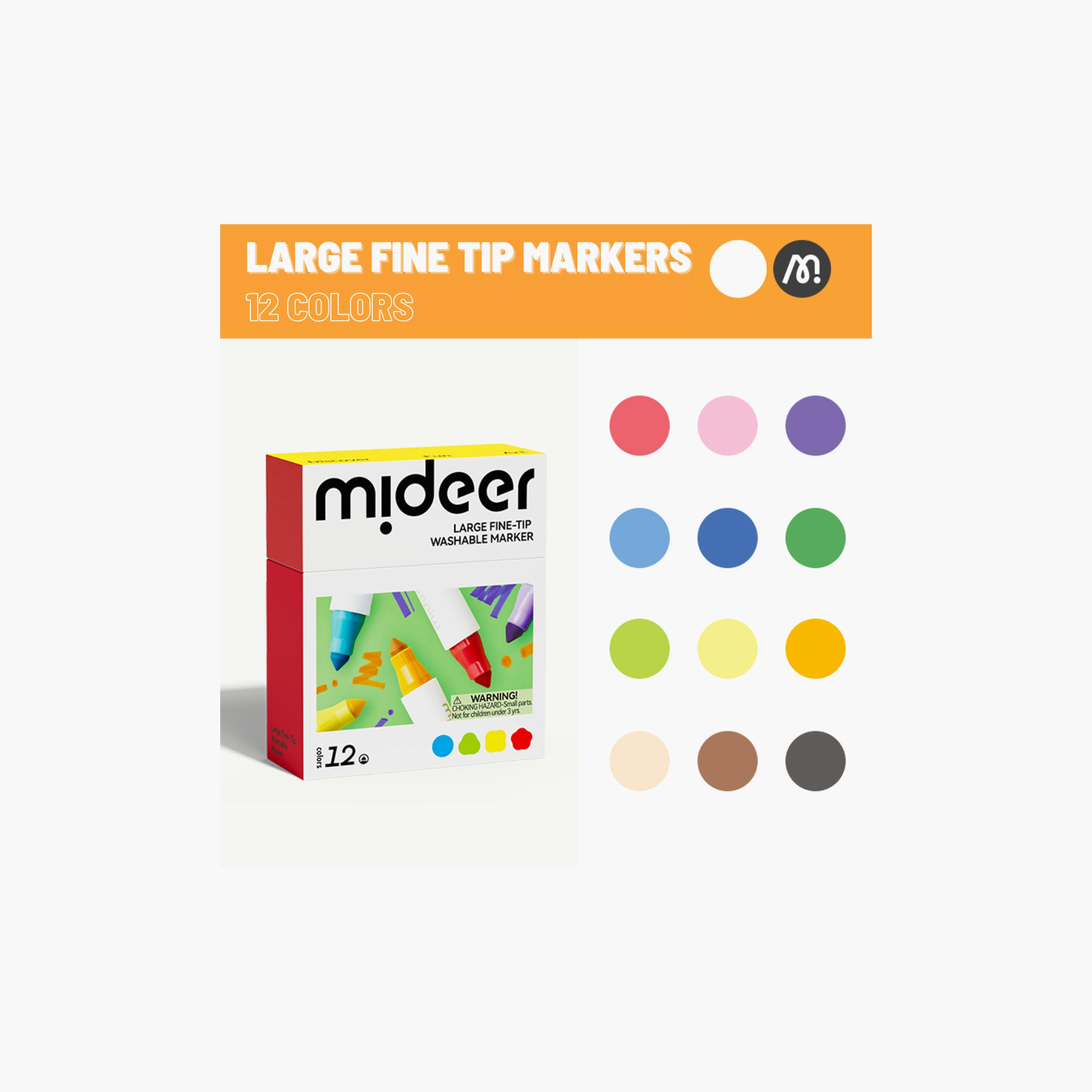 Mideer 12-Piece Large Fine Tip Washable Markers-school-artsandcrafts-image-2
